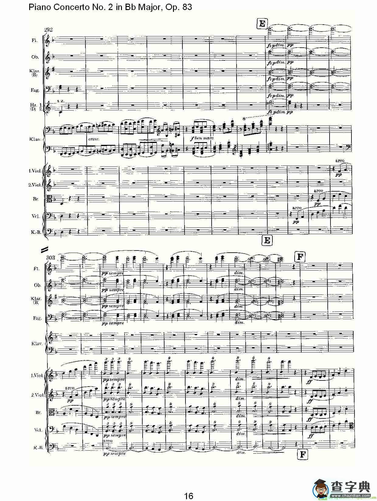 Bb大调钢琴第二协奏曲, Op.83第二乐章简谱(约翰内斯·勃拉姆斯演唱)