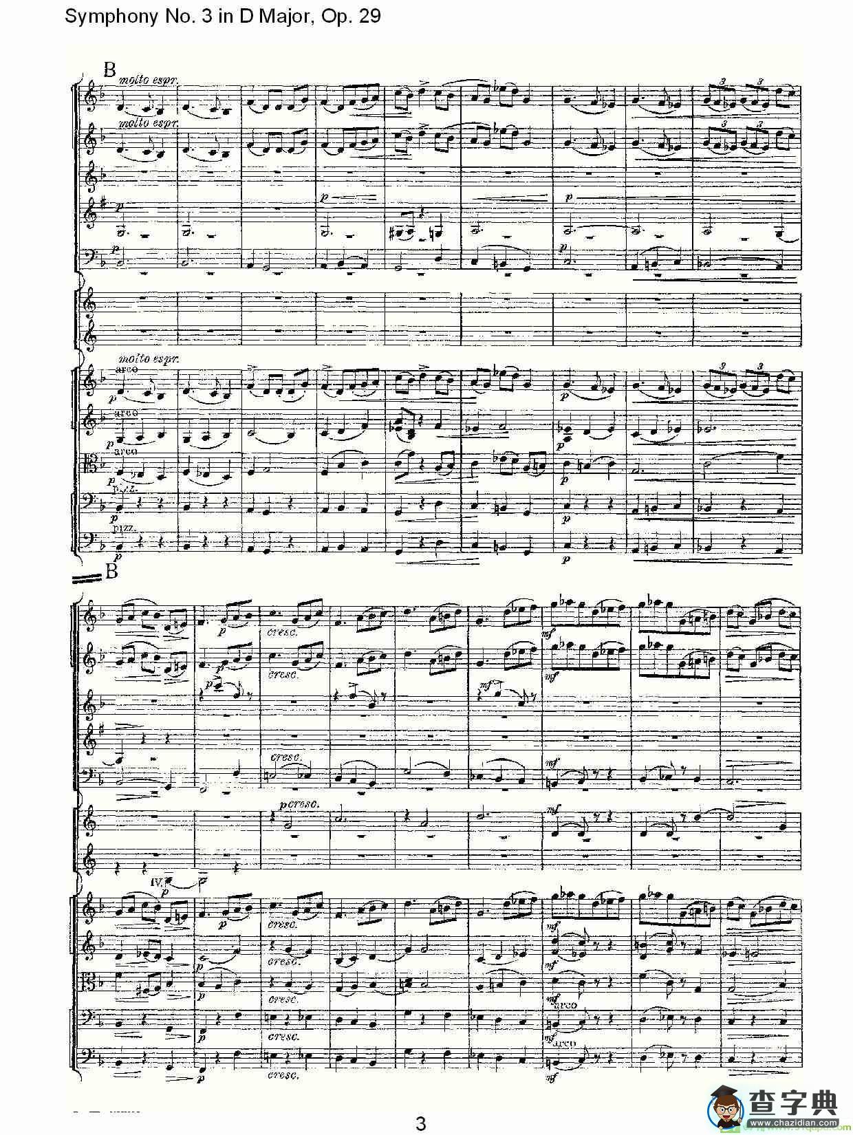 D大调第三交响曲,  Op.29 第三乐章简谱(彼得·伊利奇·柴可夫斯基演唱)