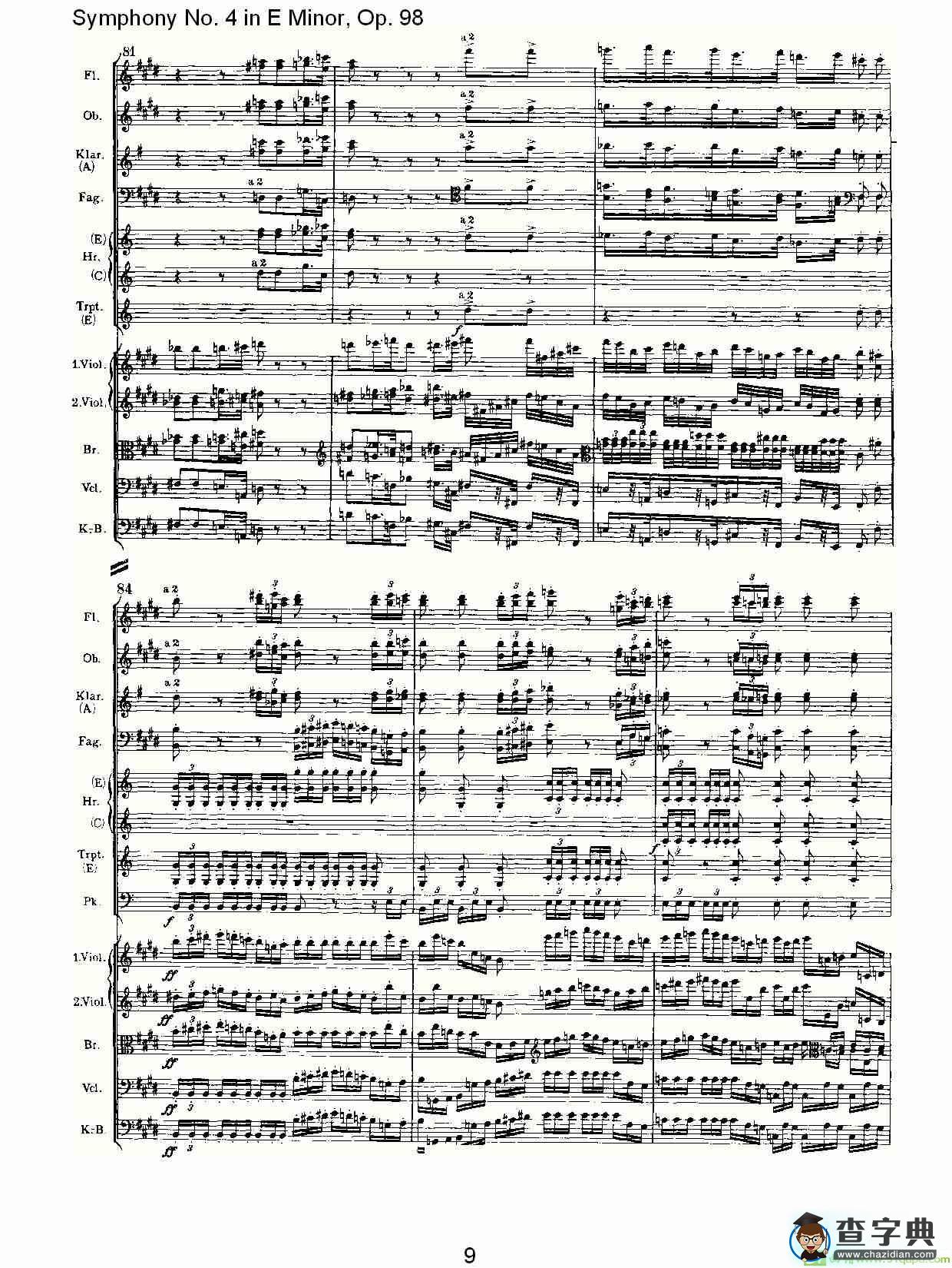 E小调第四交响曲, Op.98 第二乐章简谱(约翰内斯·勃拉姆斯演唱)