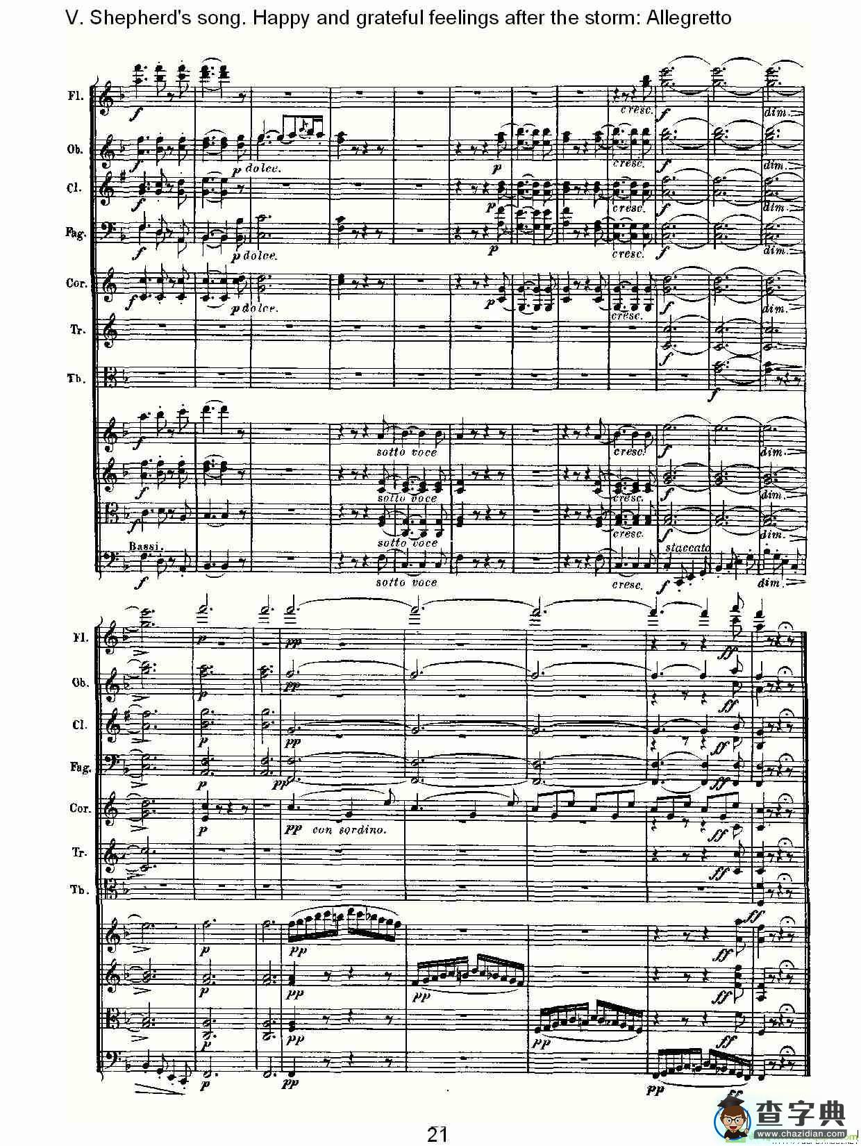 F大调第六交响曲 Op.68第五乐章简谱(路德维西·冯·贝多芬演唱)