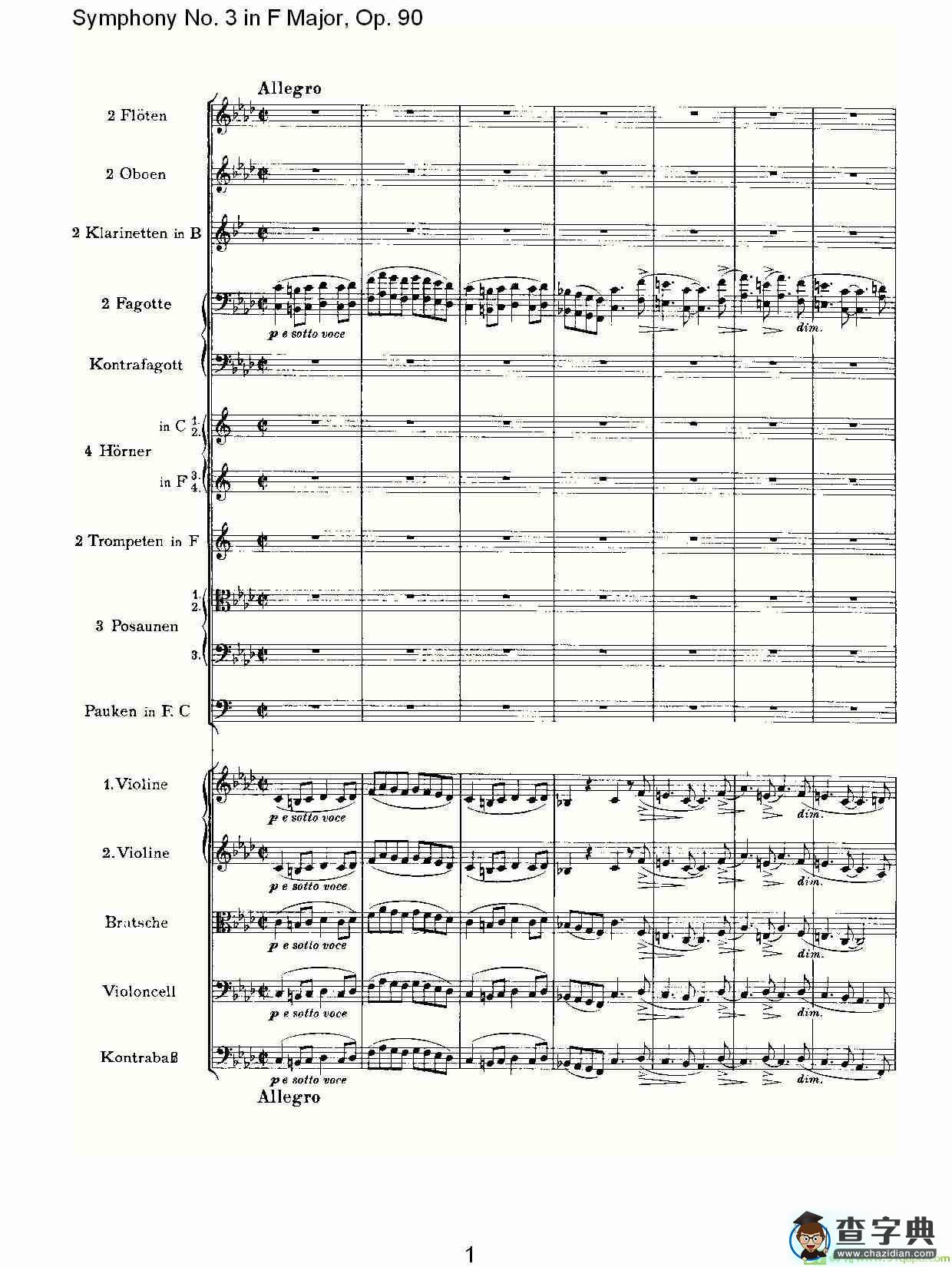 F大调第三交响曲, Op.90第四乐章简谱(约翰内斯·勃拉姆斯演唱)