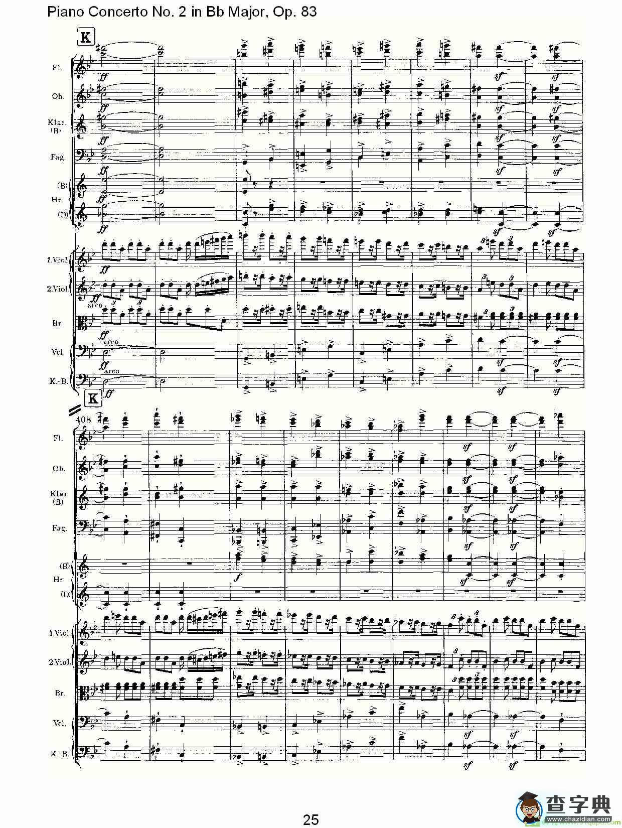Bb大调钢琴第二协奏曲, Op.83第四乐章简谱(约翰内斯·勃拉姆斯演唱)