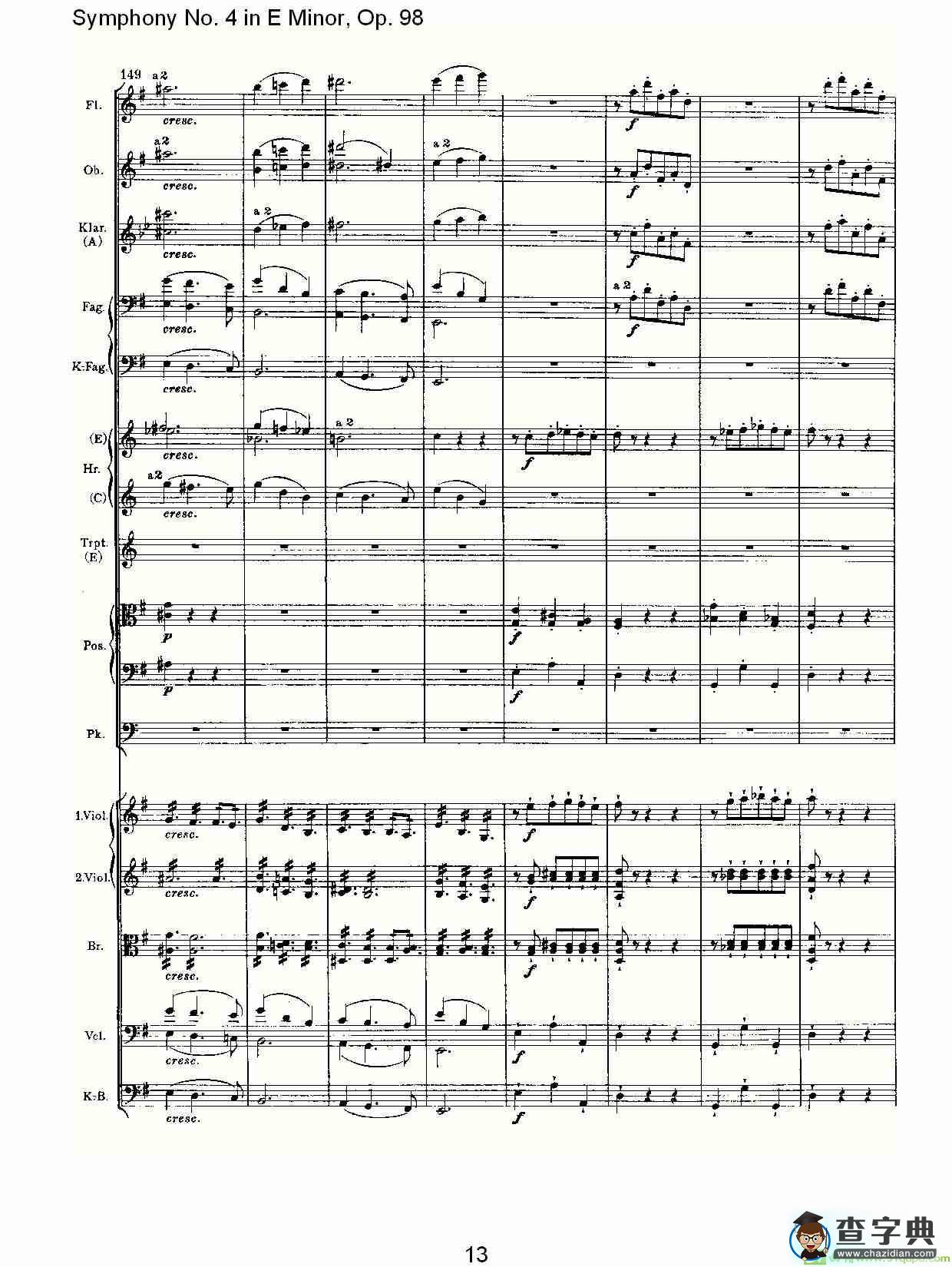 E小调第四交响曲, Op.98 第四乐章简谱(约翰内斯·勃拉姆斯演唱)