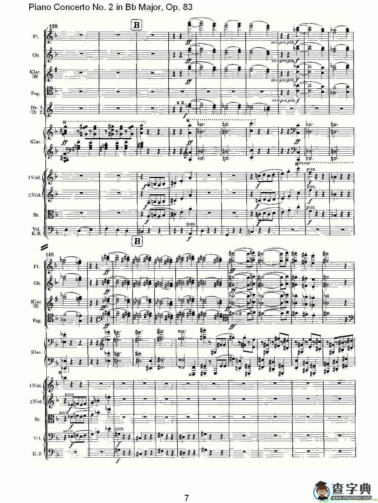 Bb大调钢琴第二协奏曲, Op.83第二乐章简谱(约翰内斯·勃拉姆斯演唱)