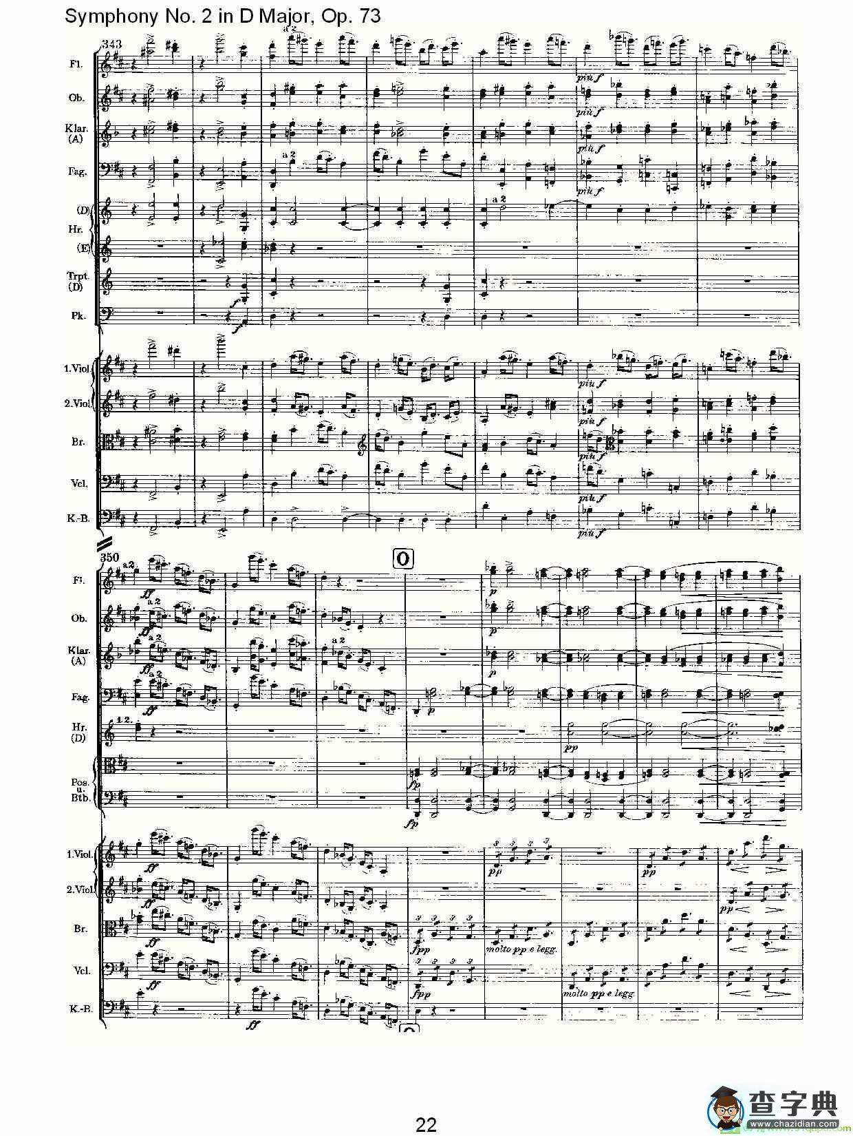 D大调第二交响曲, Op.73第四乐章简谱(约翰内斯·勃拉姆斯演唱)