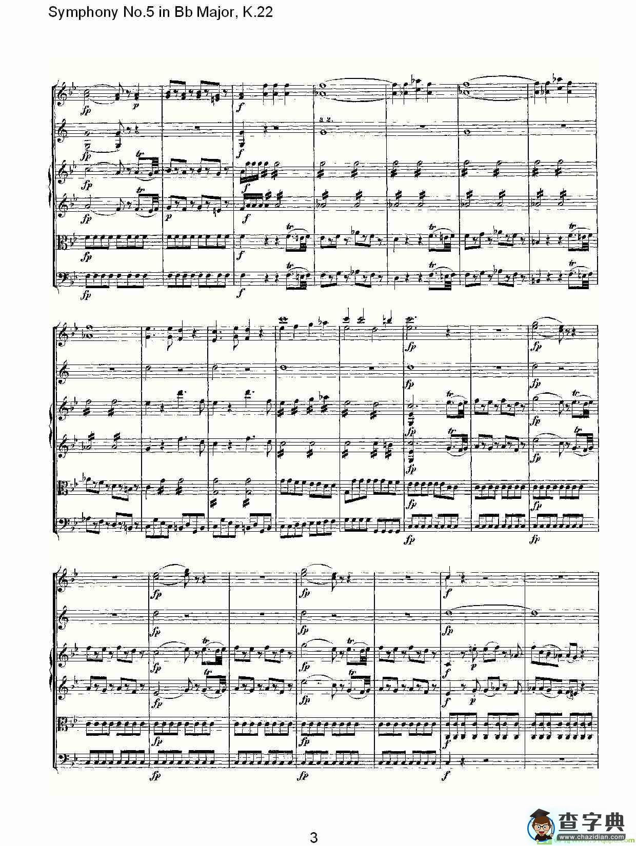Symphony No.5 in Bb Major, K.22简谱
