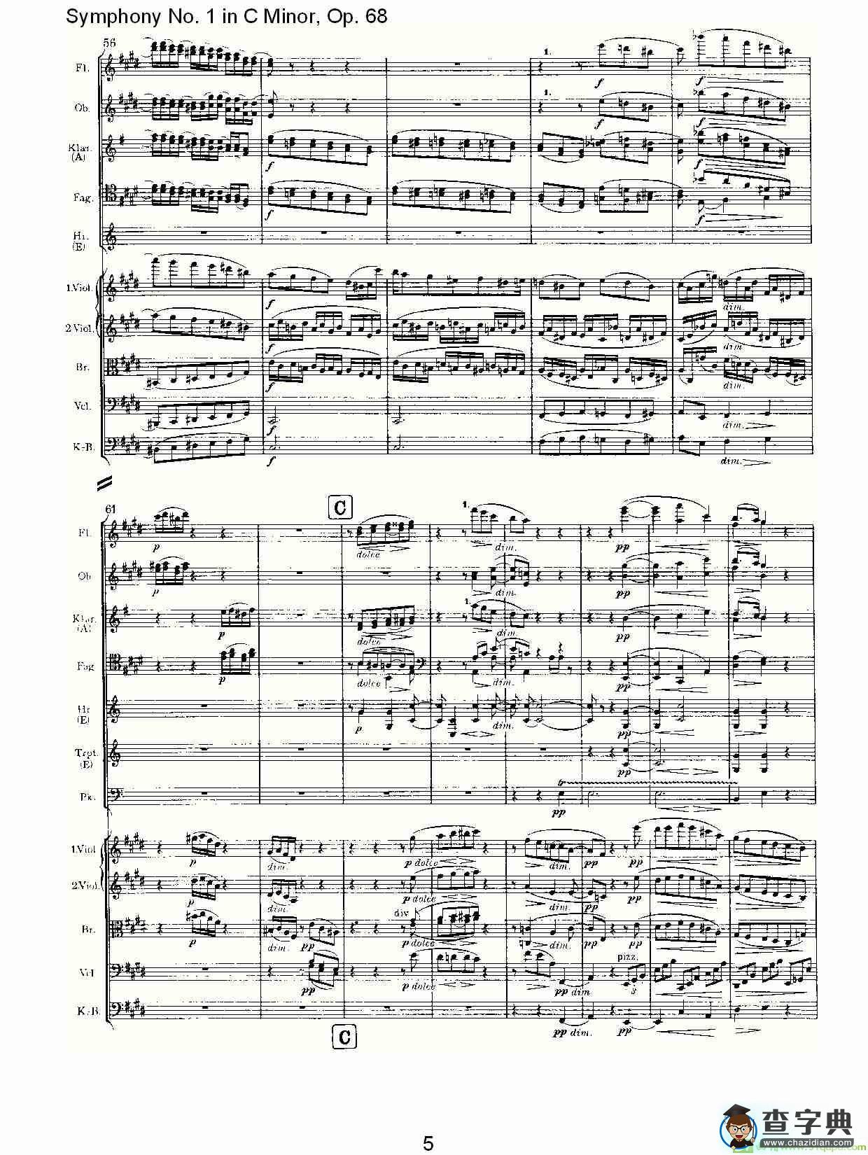 C小调第一交响曲, Op.68 第二乐章简谱(约翰内斯·勃拉姆斯演唱)