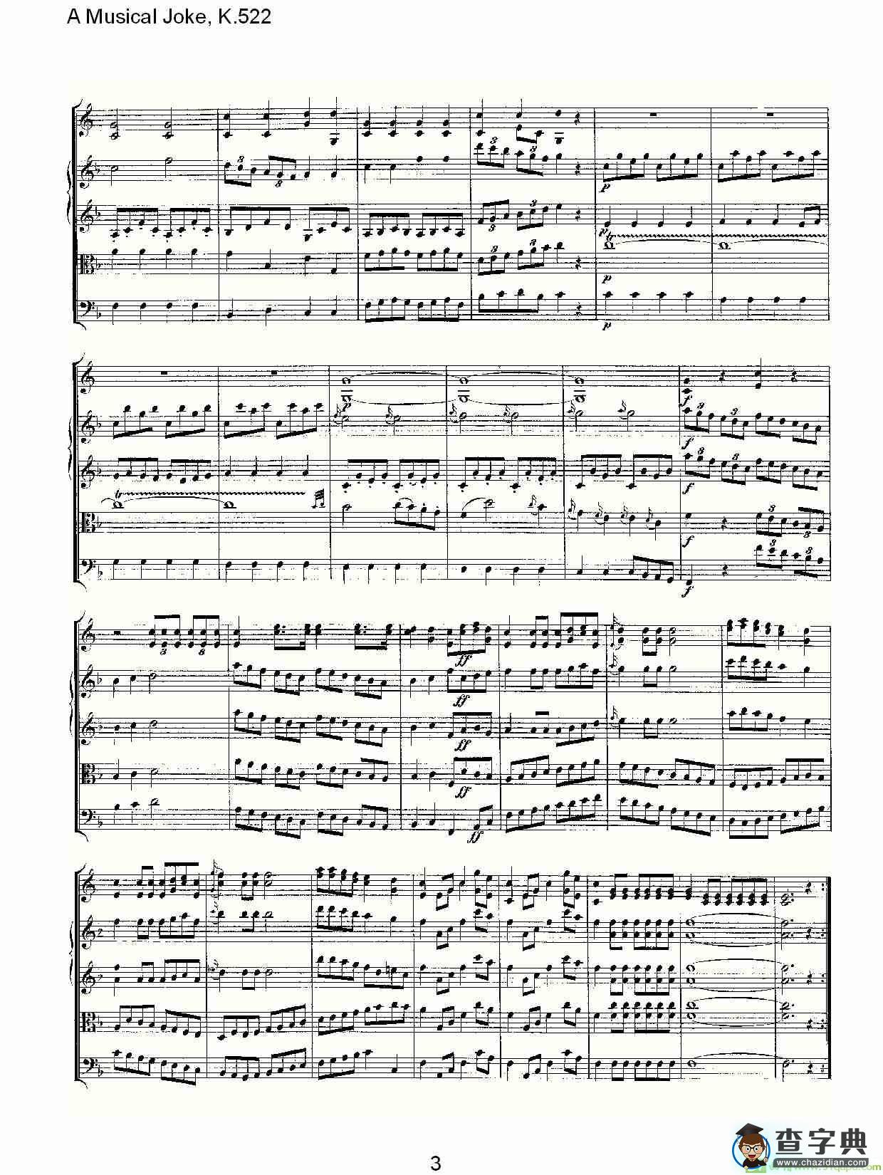 A Musical Joke, K.522简谱