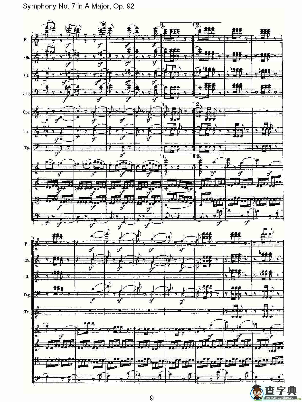 A大调第七交响曲 Op.92第四乐章简谱(路德维西·冯·贝多芬演唱)