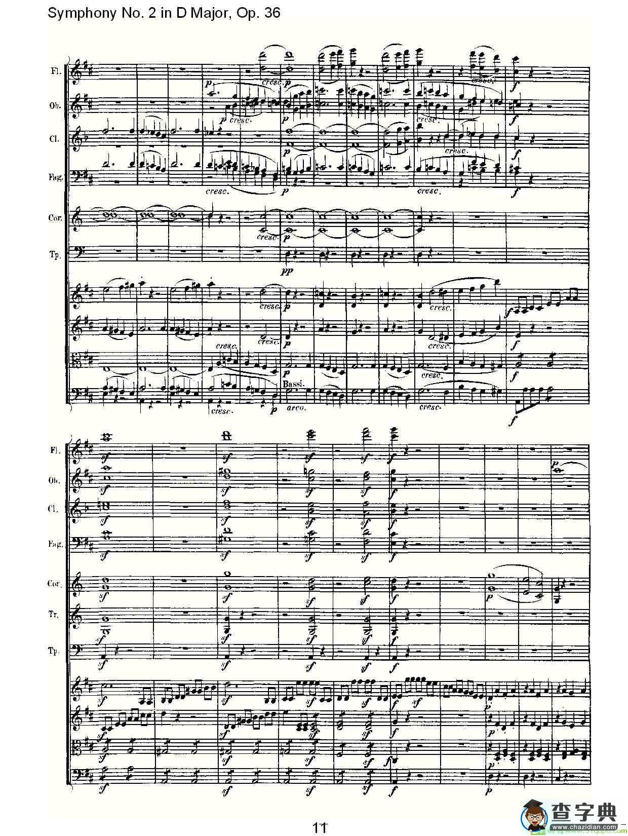 D大调第二交响曲 Op.36第四乐章简谱(路德维西·冯·贝多芬演唱)