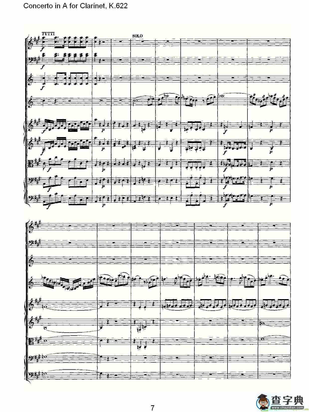 Concerto in A for Clarinet, K.622简谱