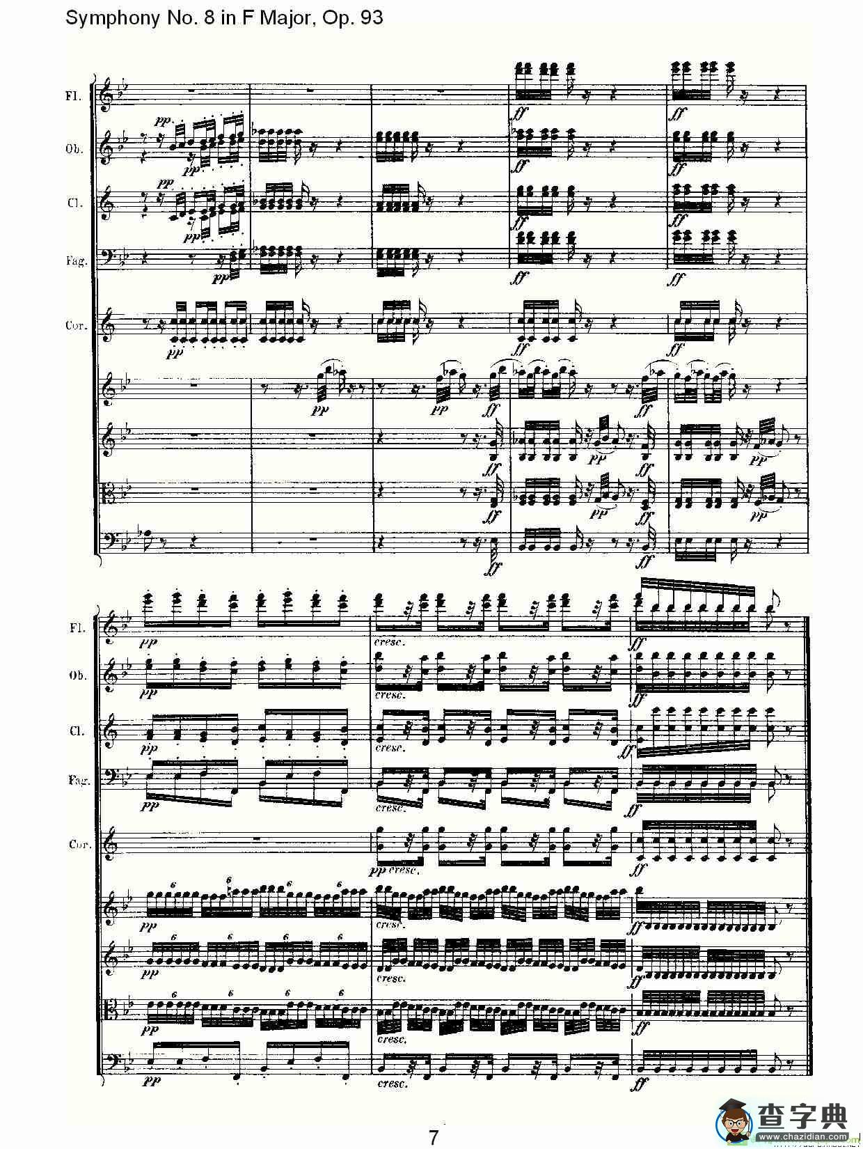 F大调第八交响曲 Op.93第二乐章简谱(路德维西·冯·贝多芬演唱)