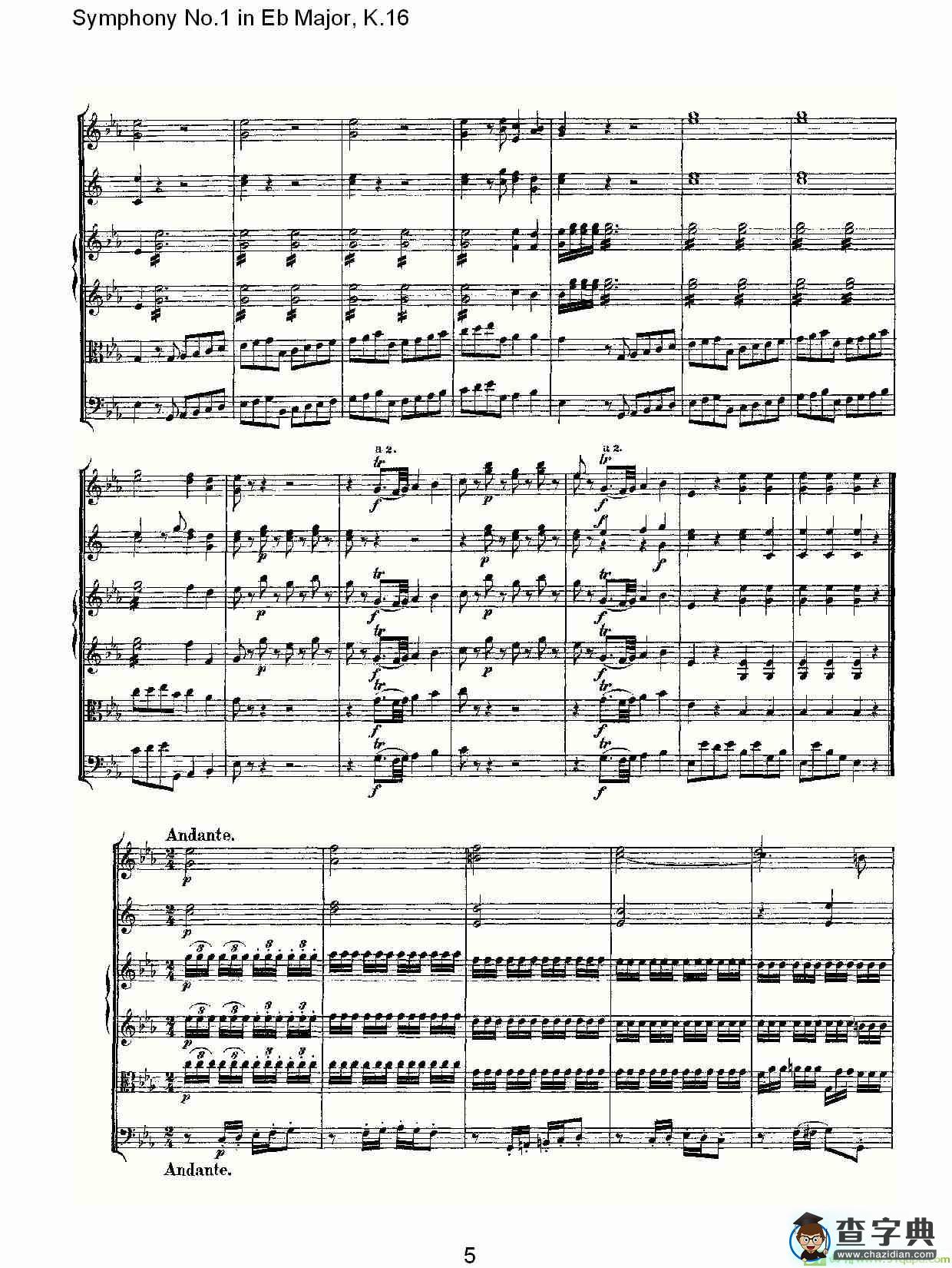 Symphony No.1 in Eb Major，K.16简谱