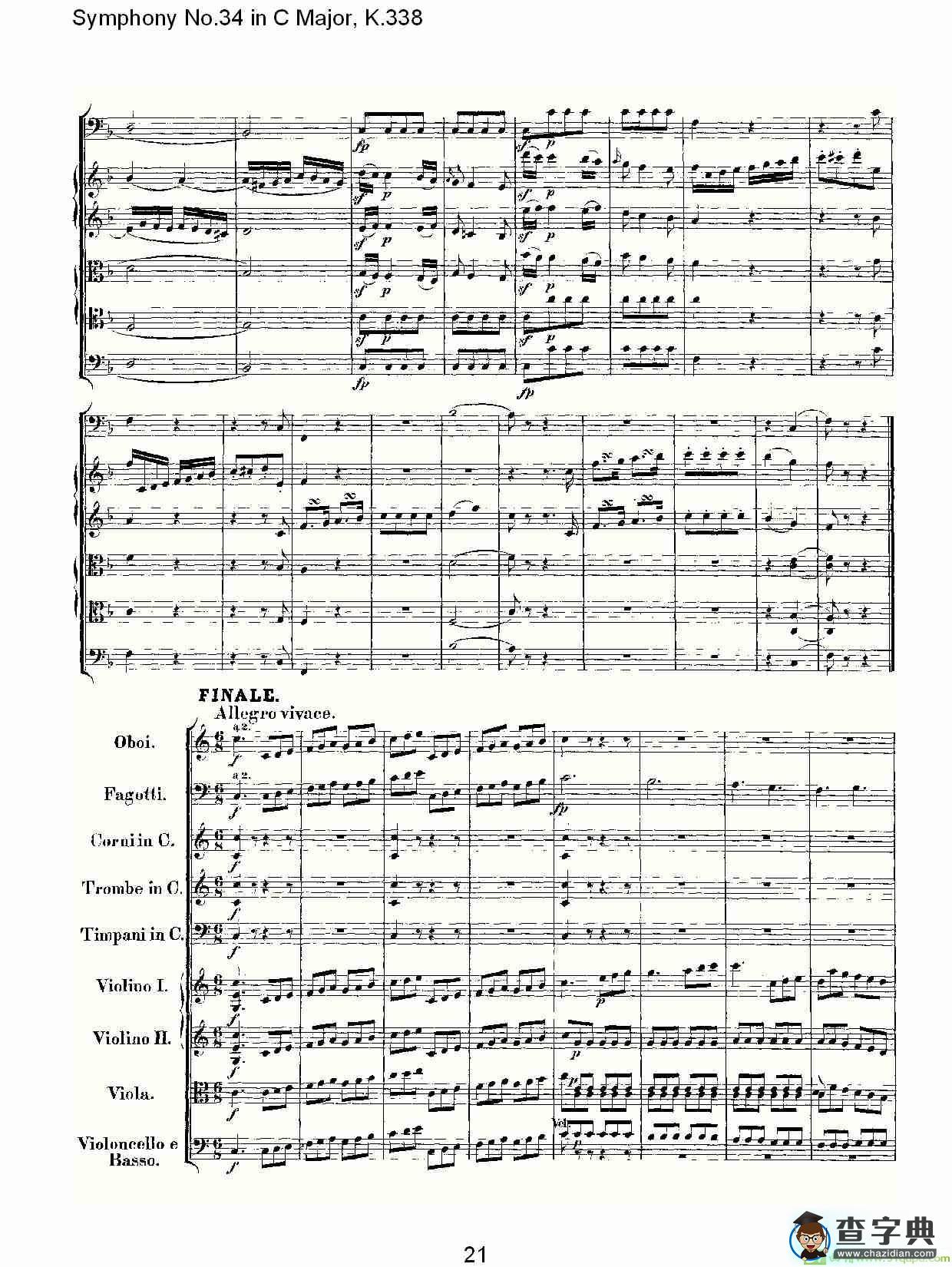 Symphony No.34 in C Major, K.338简谱