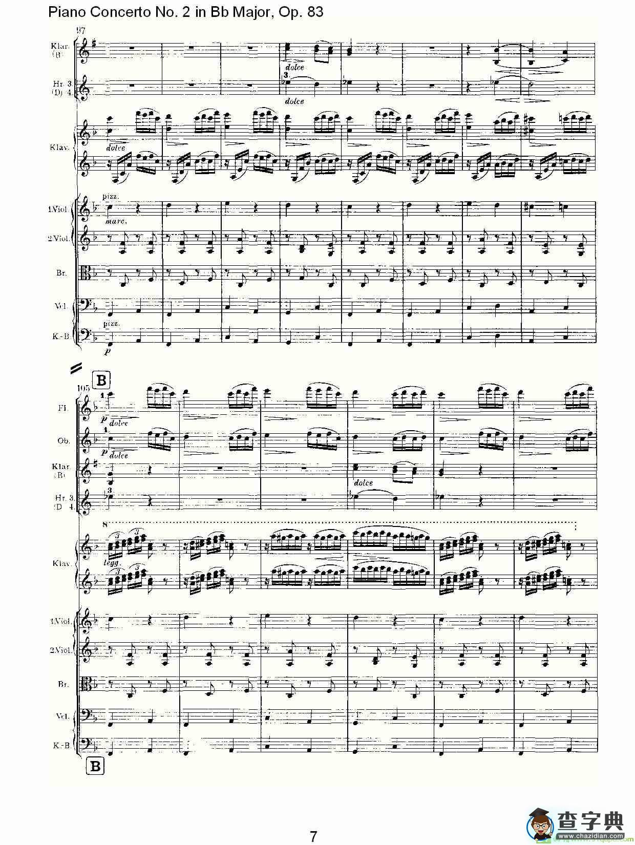 Bb大调钢琴第二协奏曲, Op.83第四乐章简谱(约翰内斯·勃拉姆斯演唱)
