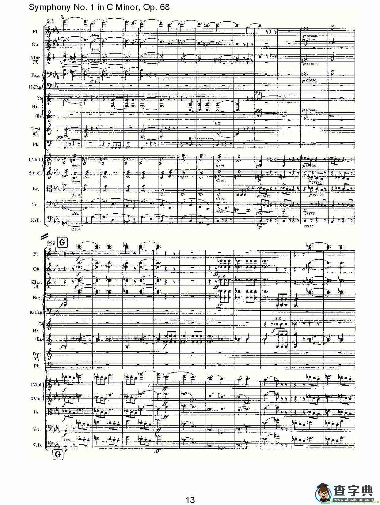 C小调第一交响曲, Op.68 第一乐章简谱(约翰内斯·勃拉姆斯演唱)