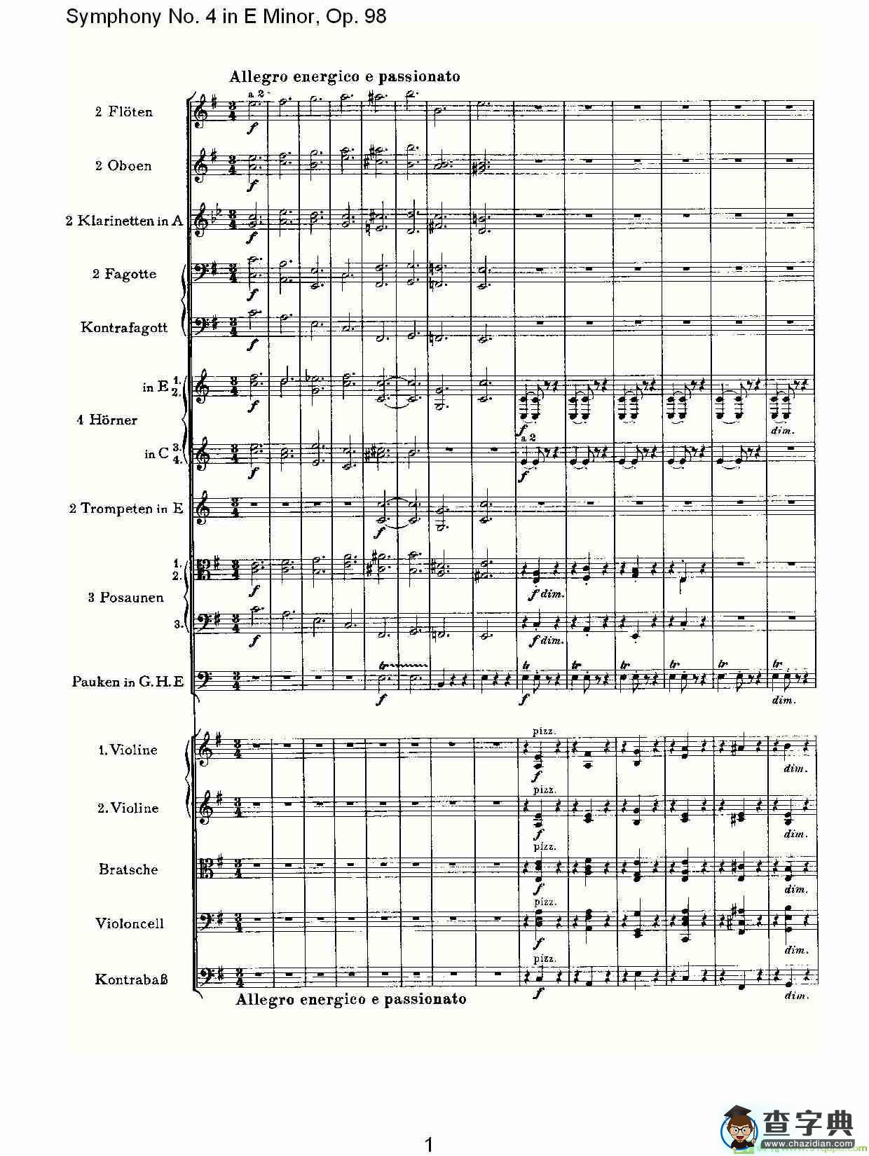 E小调第四交响曲, Op.98 第四乐章简谱(约翰内斯·勃拉姆斯演唱)