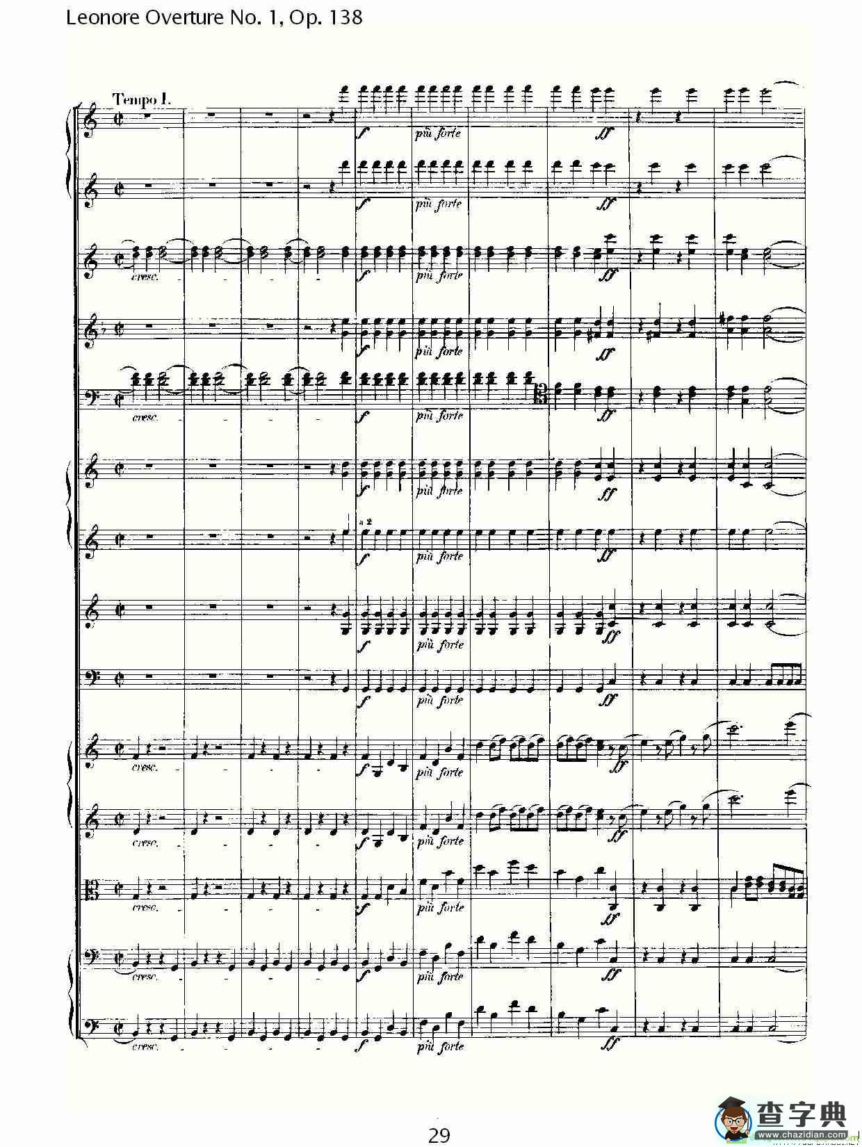 Leonore Overture No. 1, Op. 138简谱(路德维西·冯·贝多芬演唱)