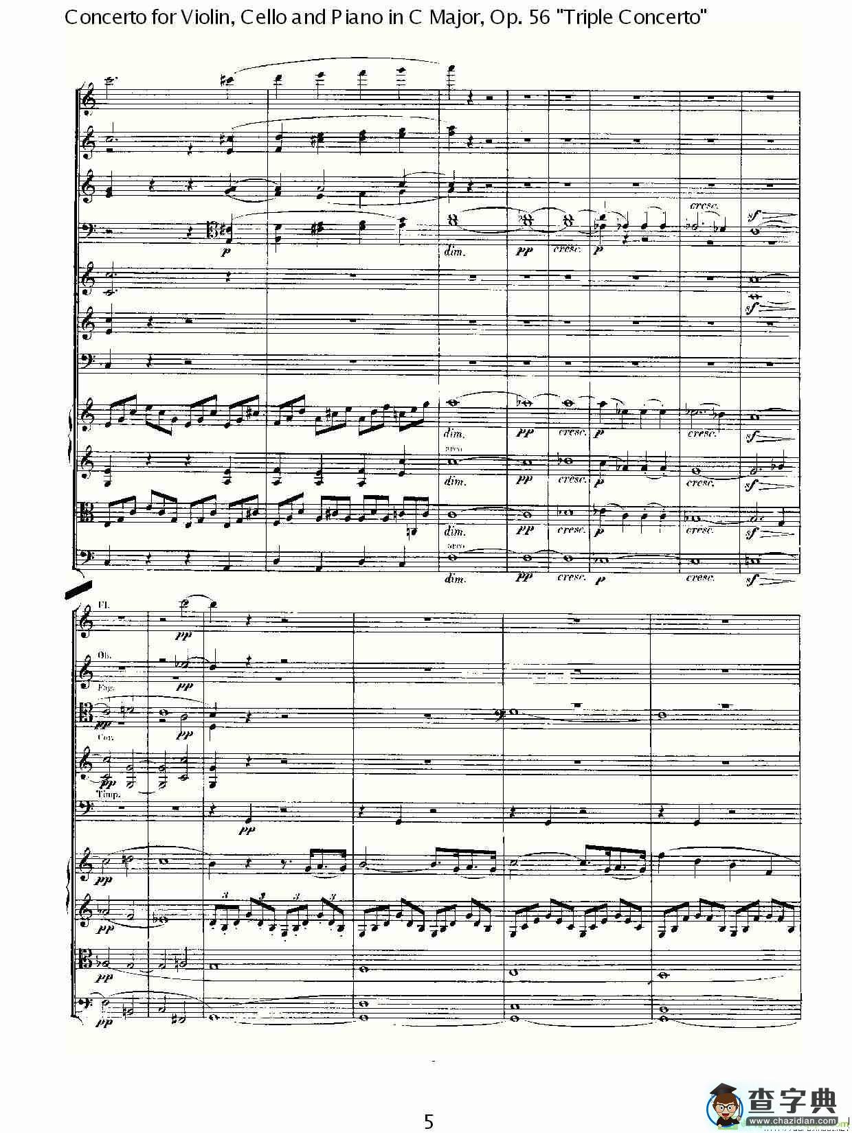C大调大提琴与钢琴协奏曲 Op.56第一乐章简谱