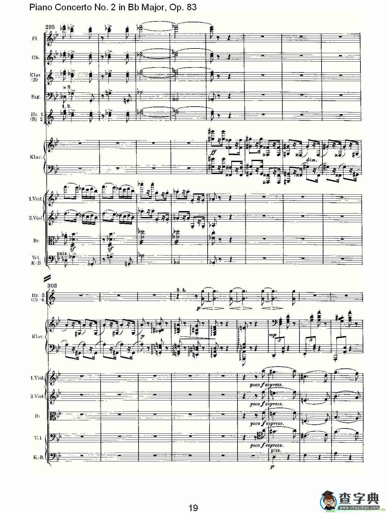 Bb大调钢琴第二协奏曲, Op.83第四乐章简谱(约翰内斯·勃拉姆斯演唱)