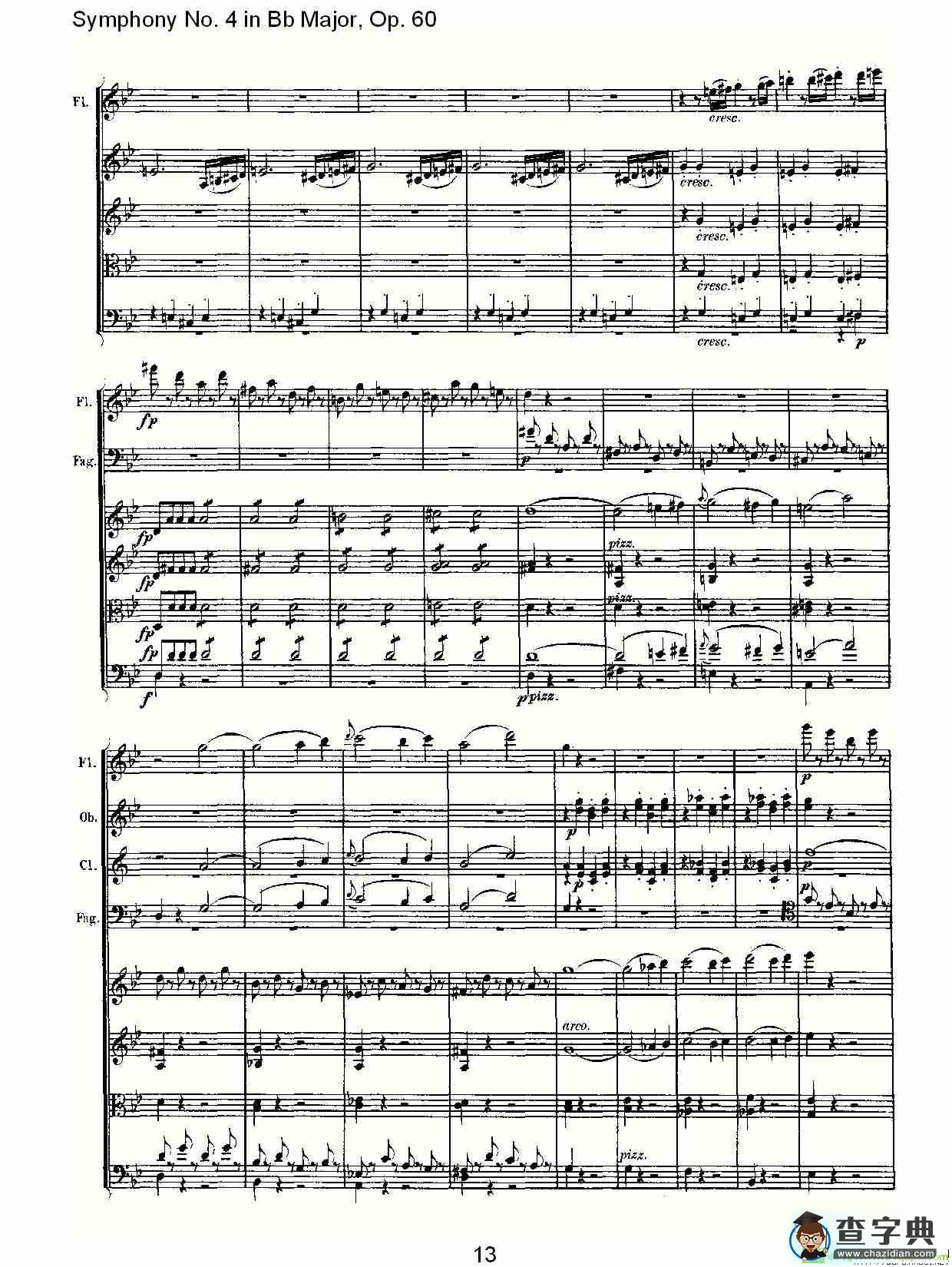 bB大调第四交响曲 Op.60第一乐章简谱(路德维西·冯·贝多芬演唱)