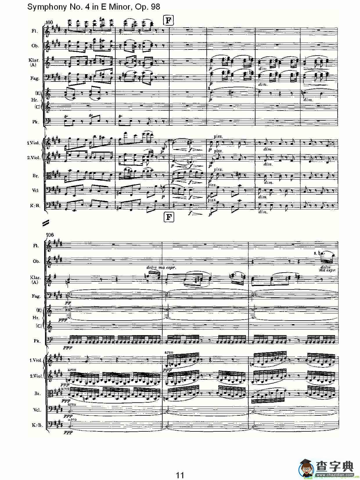E小调第四交响曲, Op.98 第二乐章简谱(约翰内斯·勃拉姆斯演唱)