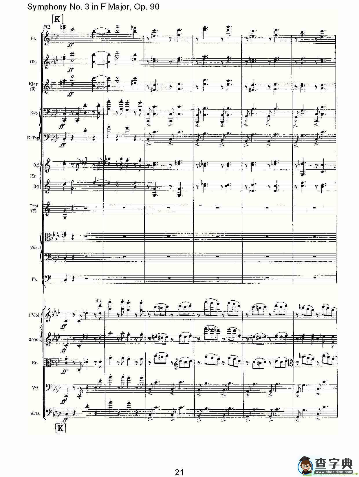 F大调第三交响曲, Op.90第四乐章简谱(约翰内斯·勃拉姆斯演唱)