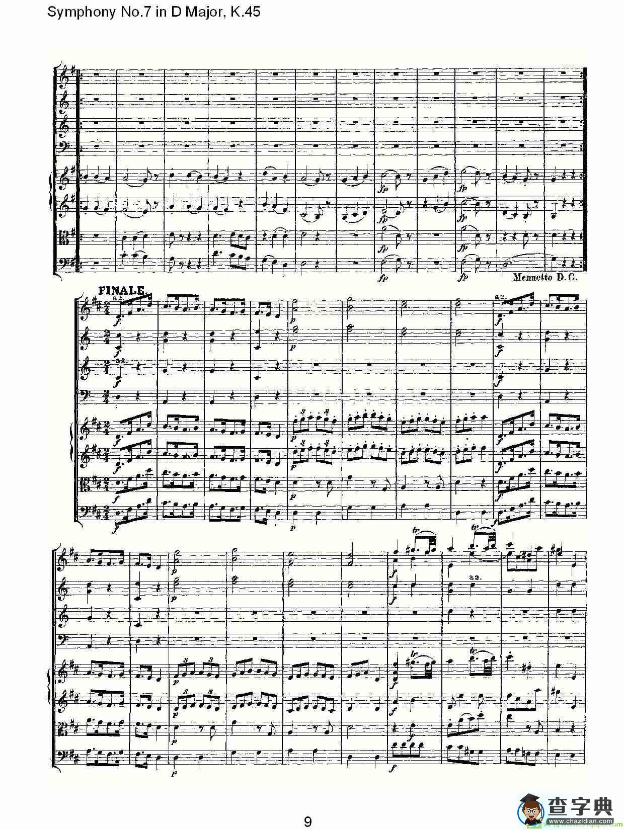 Symphony No.7 in D Major, K.45简谱