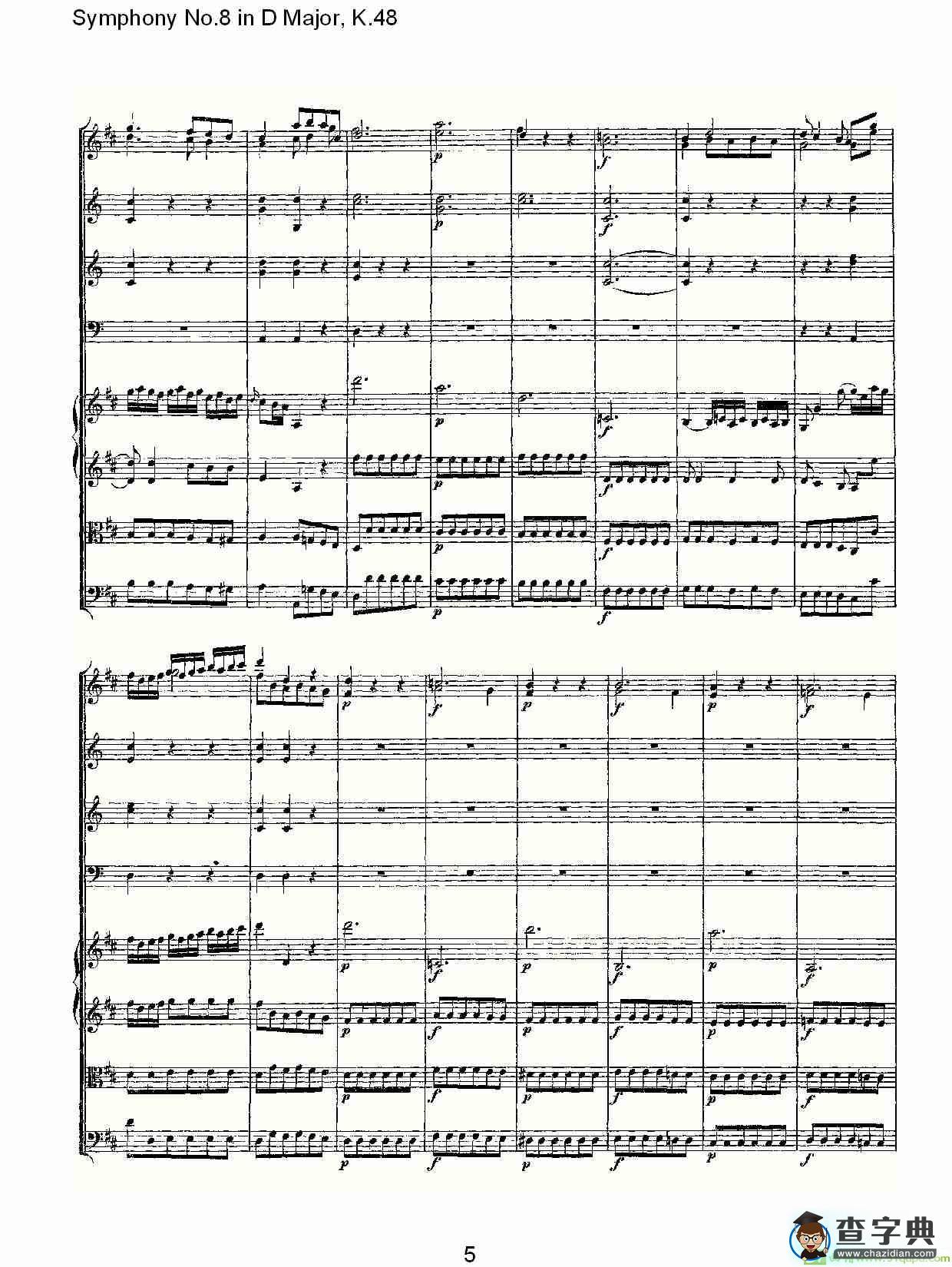 Symphony No.8 in D Major, K.48简谱