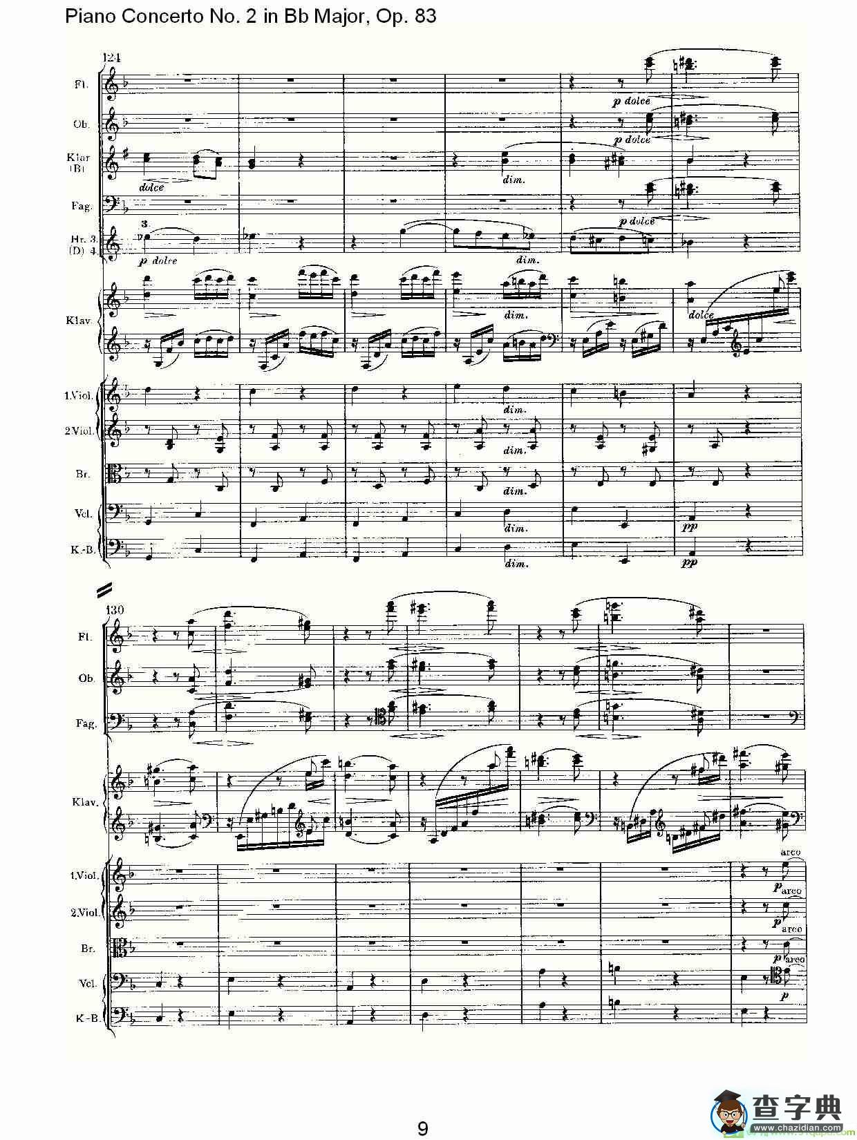 Bb大调钢琴第二协奏曲, Op.83第四乐章简谱(约翰内斯·勃拉姆斯演唱)