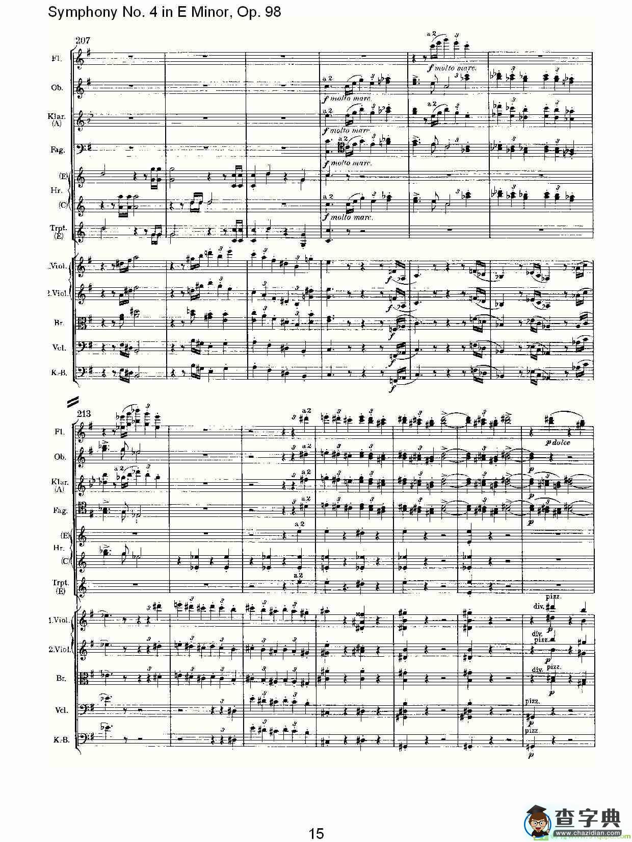 E小调第四交响曲, Op.98 第一乐章简谱(约翰内斯·勃拉姆斯演唱)