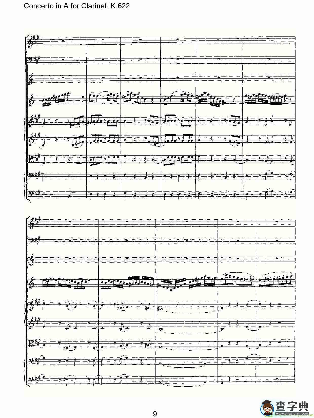 Concerto in A for Clarinet, K.622简谱