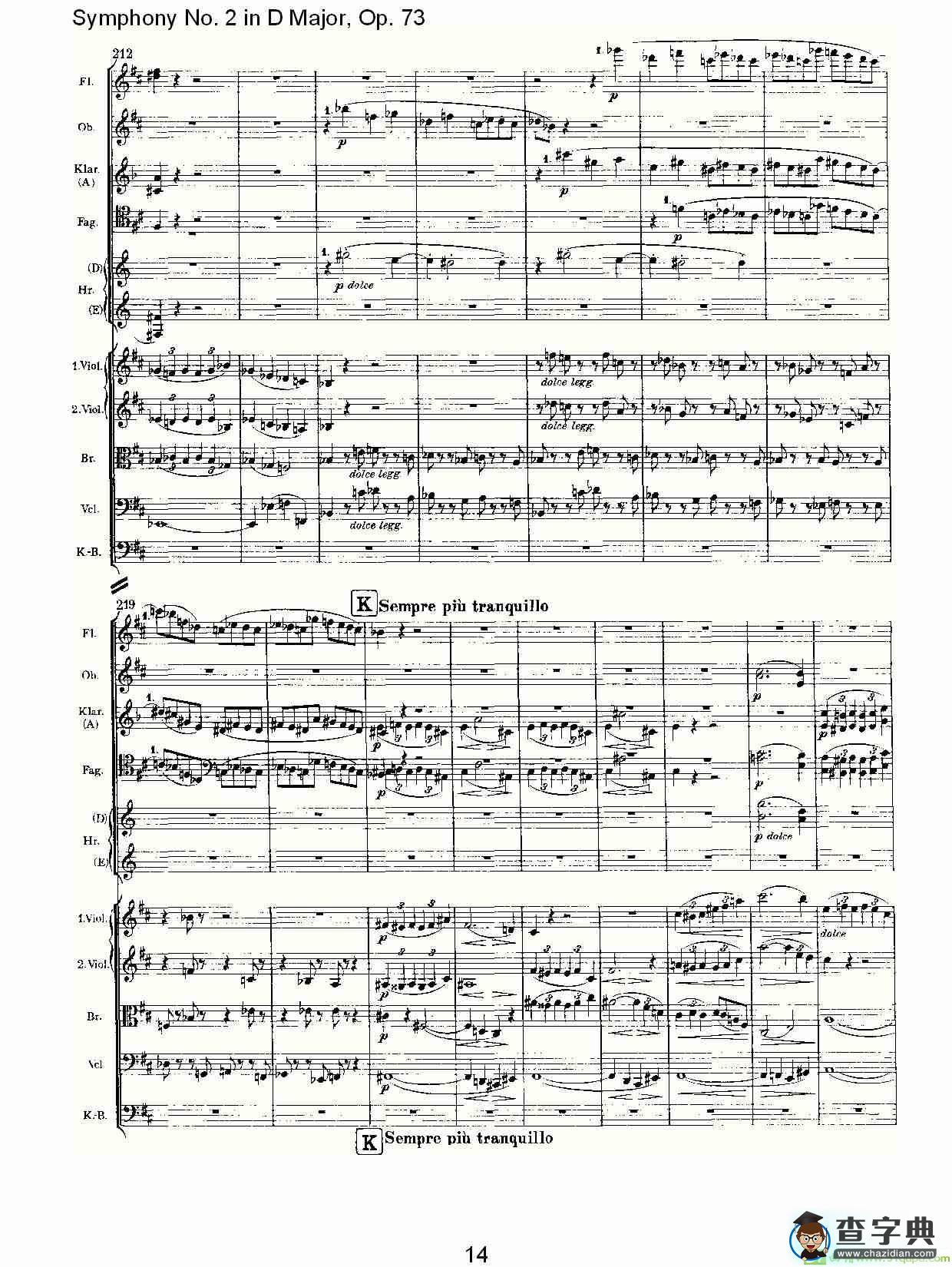 D大调第二交响曲, Op.73第四乐章简谱(约翰内斯·勃拉姆斯演唱)