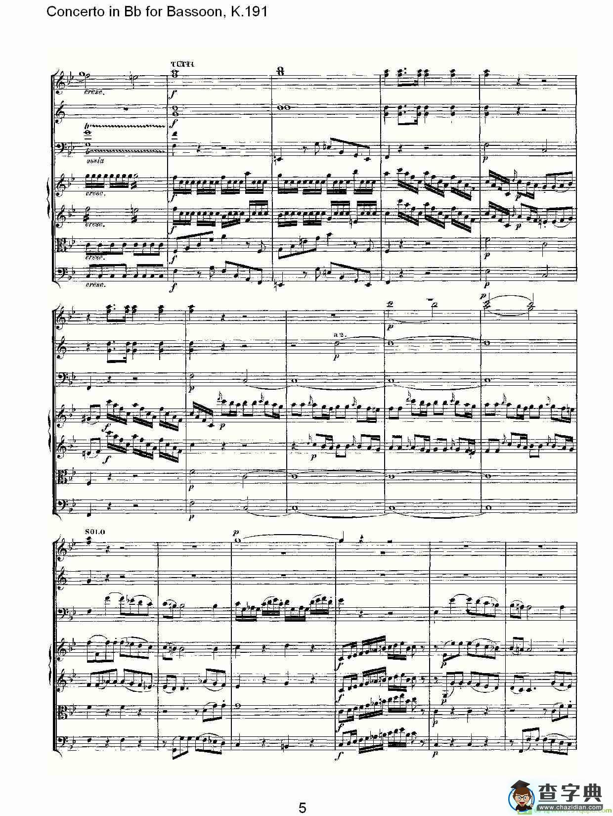 Concerto in Bb for Bassoon, K.191简谱(沃尔夫冈·阿马多伊斯·莫扎特演唱)