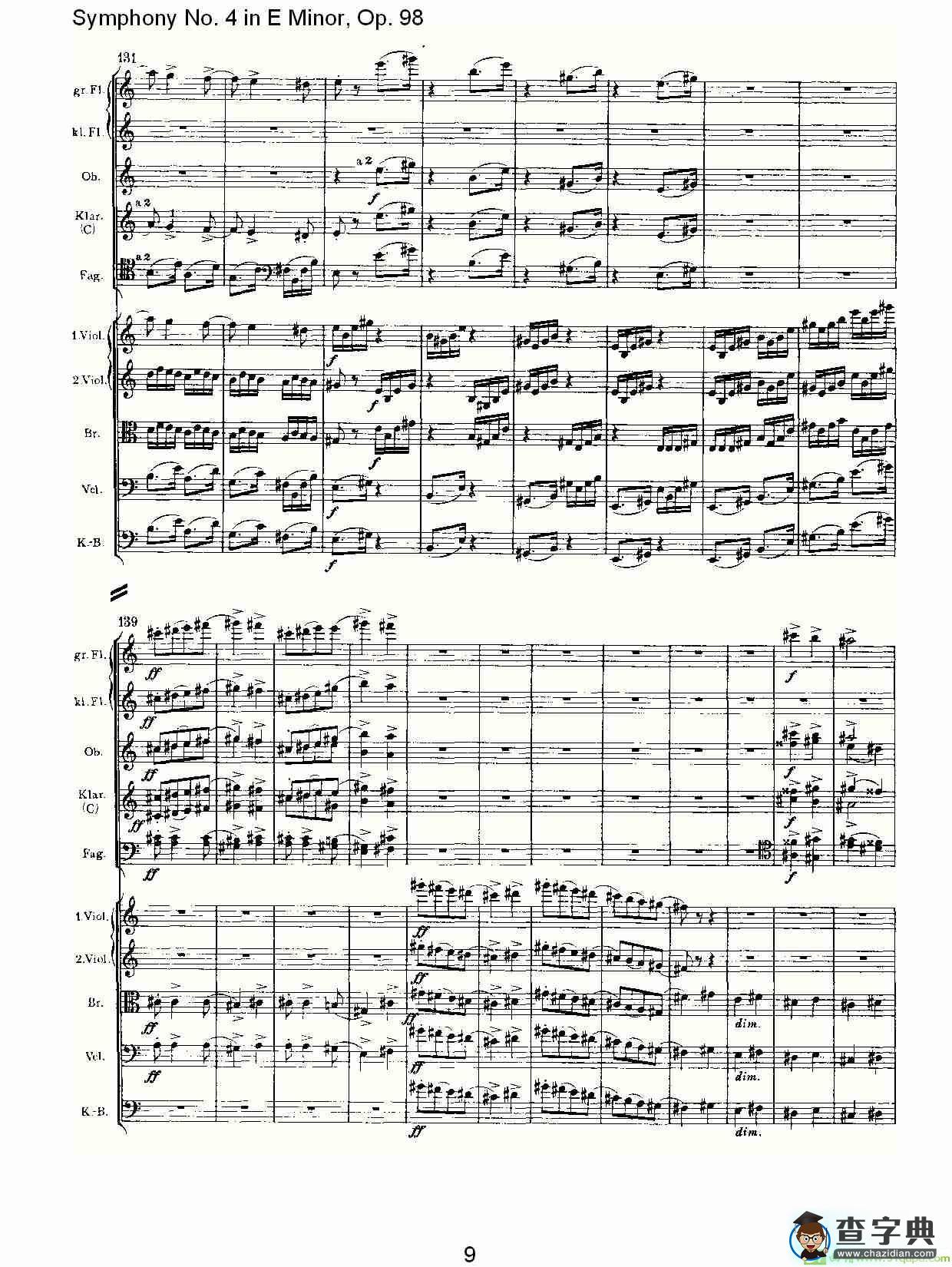 E小调第四交响曲, Op.98 第三乐章简谱(约翰内斯·勃拉姆斯演唱)