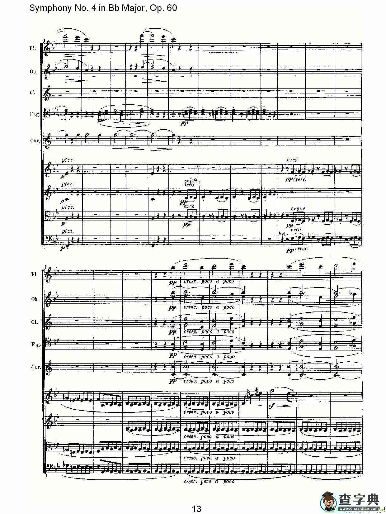 bB大调第四交响曲 Op.60）第三乐章简谱(路德维西·冯·贝多芬演唱)