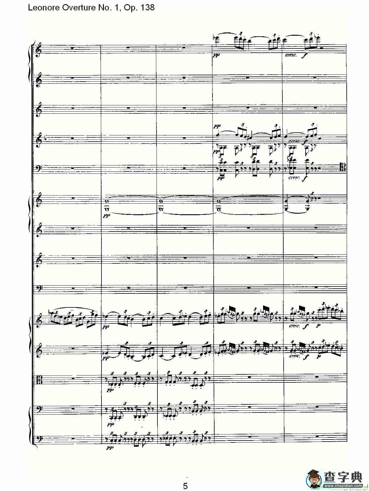 Leonore Overture No. 1, Op. 138简谱(路德维西·冯·贝多芬演唱)