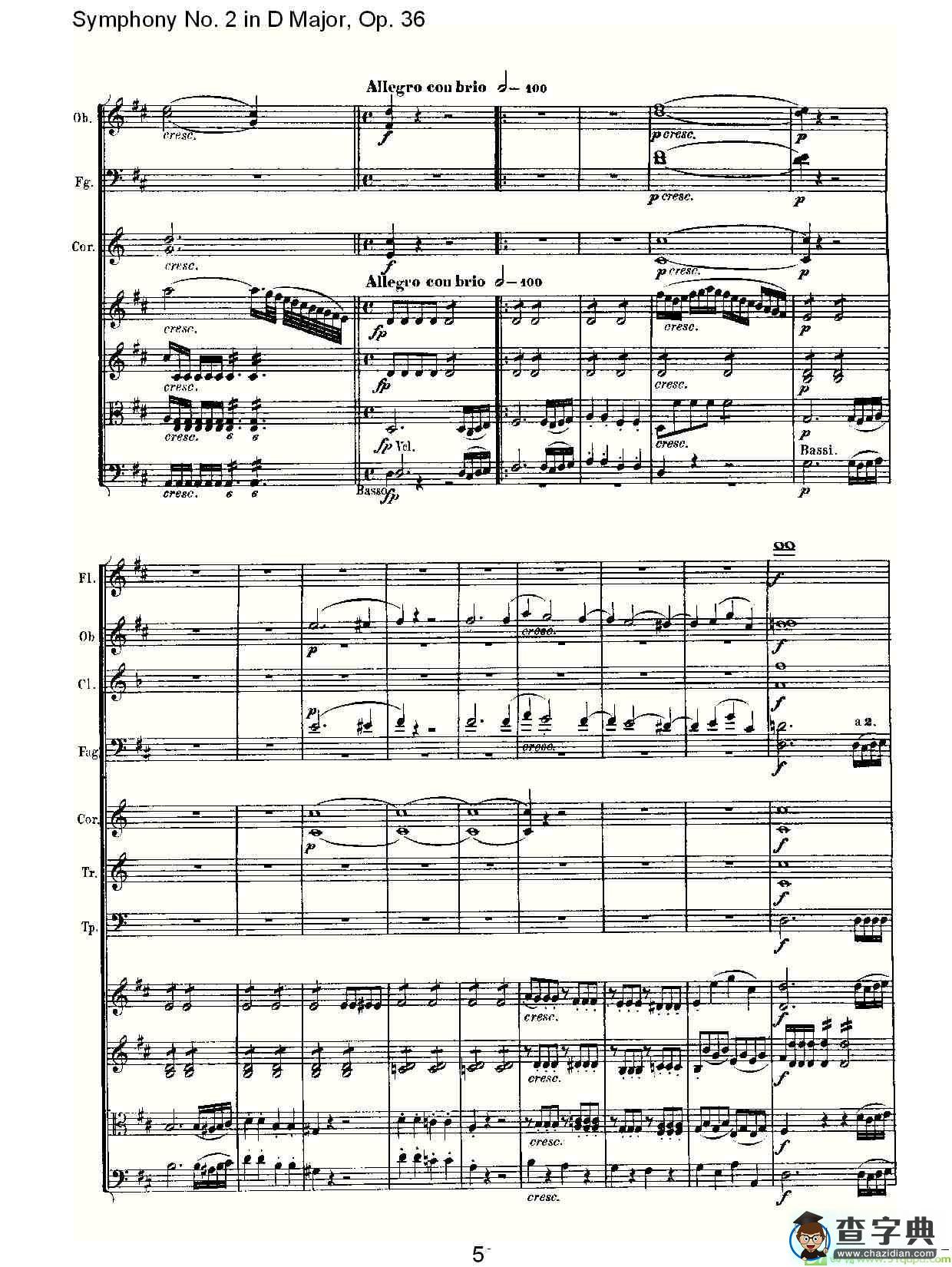 Symphony No. 2 in D Major, Op. 36简谱(路德维西·冯·贝多芬演唱)