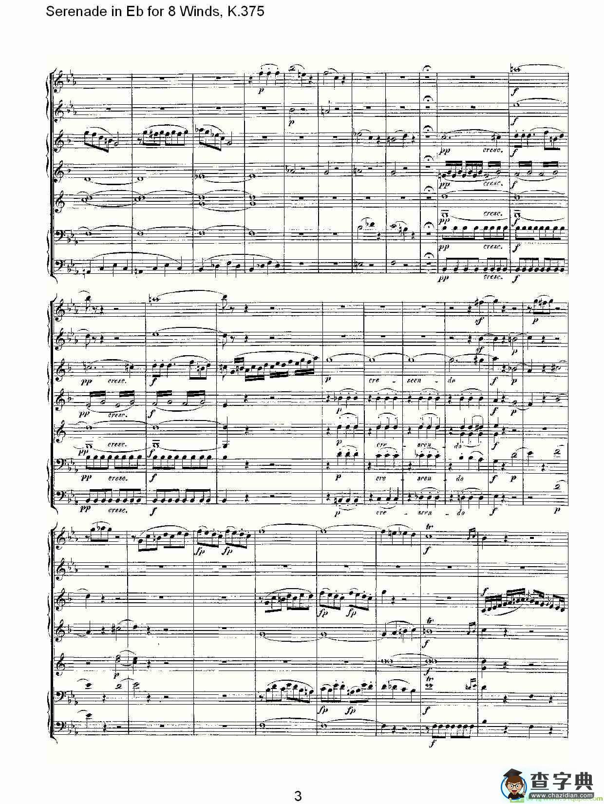 Serenade in Eb for 8 Winds, K.375简谱