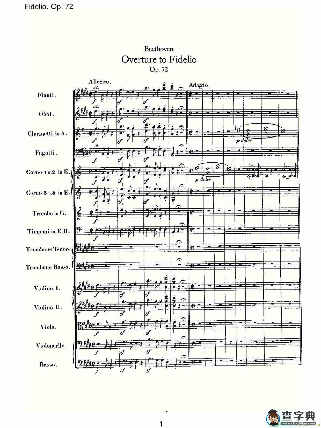 Fidelio，Op.72简谱