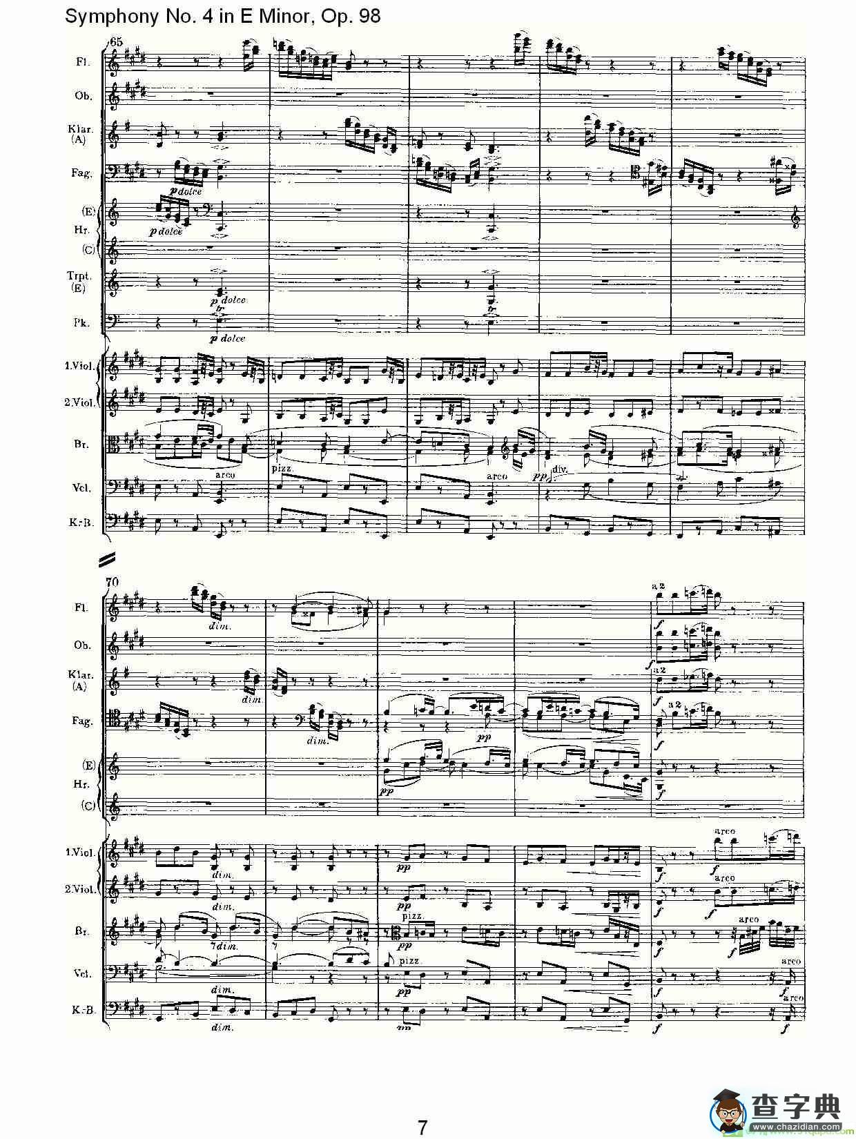 E小调第四交响曲, Op.98 第二乐章简谱(约翰内斯·勃拉姆斯演唱)