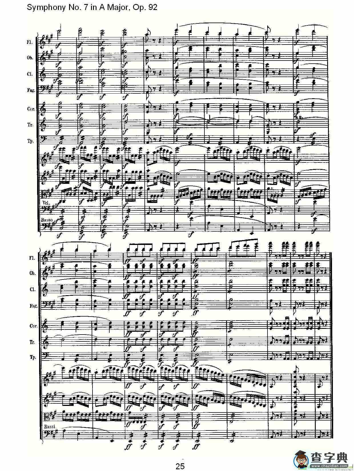A大调第七交响曲 Op.92第四乐章简谱(路德维西·冯·贝多芬演唱)