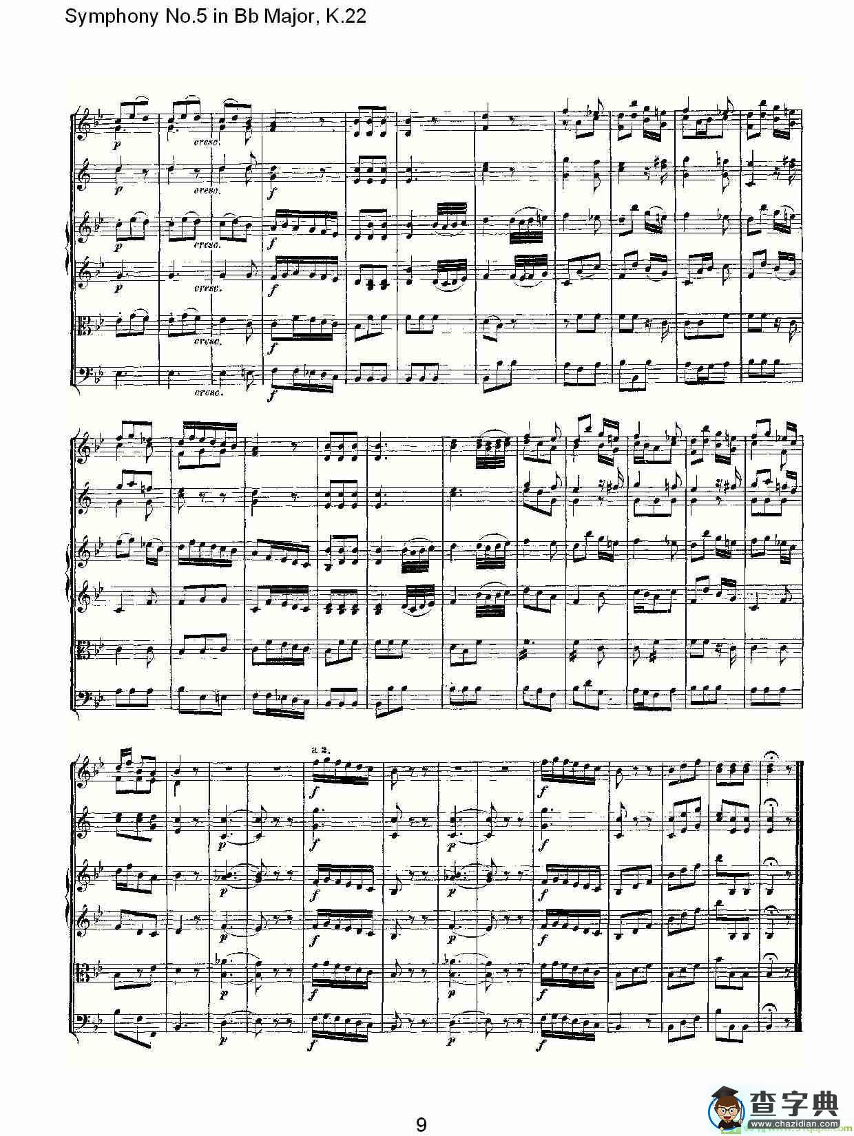 Symphony No.5 in Bb Major, K.22简谱