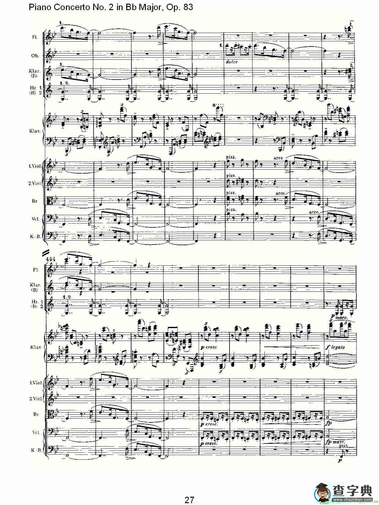 Bb大调钢琴第二协奏曲, Op.83第四乐章简谱(约翰内斯·勃拉姆斯演唱)