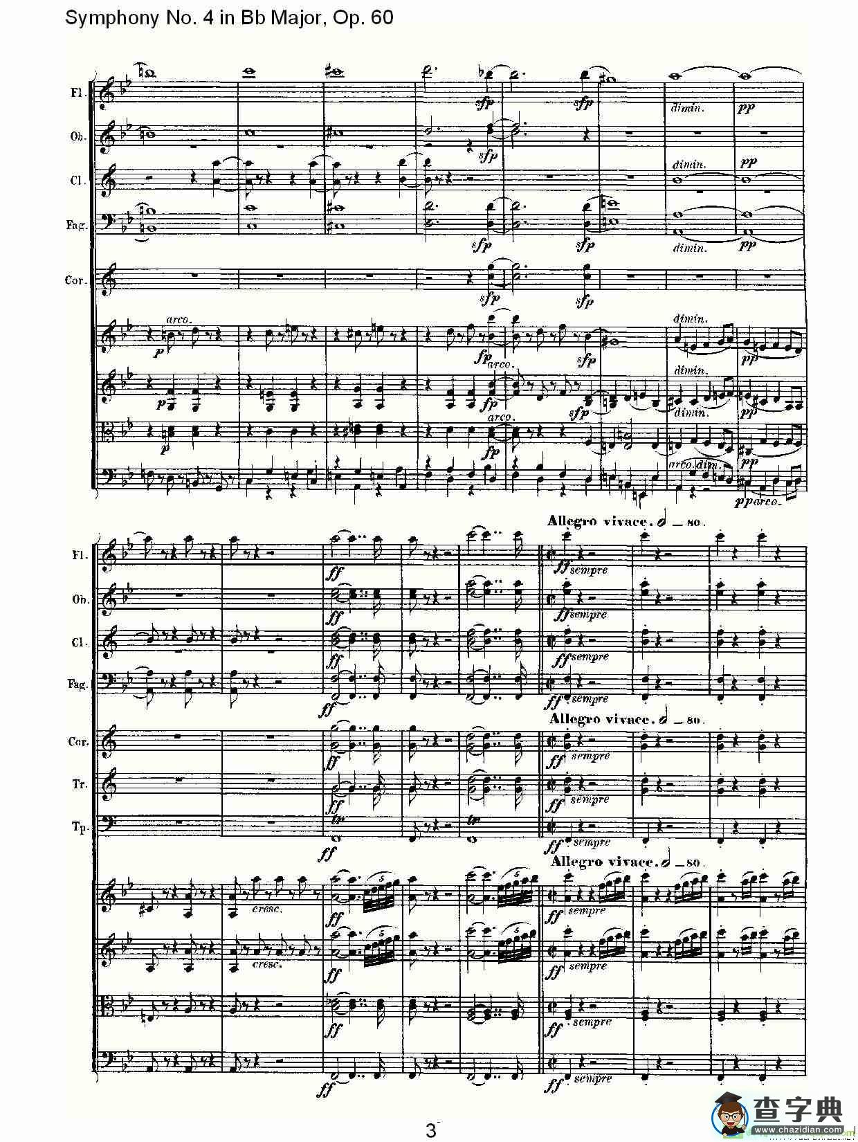 bB大调第四交响曲 Op.60第一乐章简谱(路德维西·冯·贝多芬演唱)