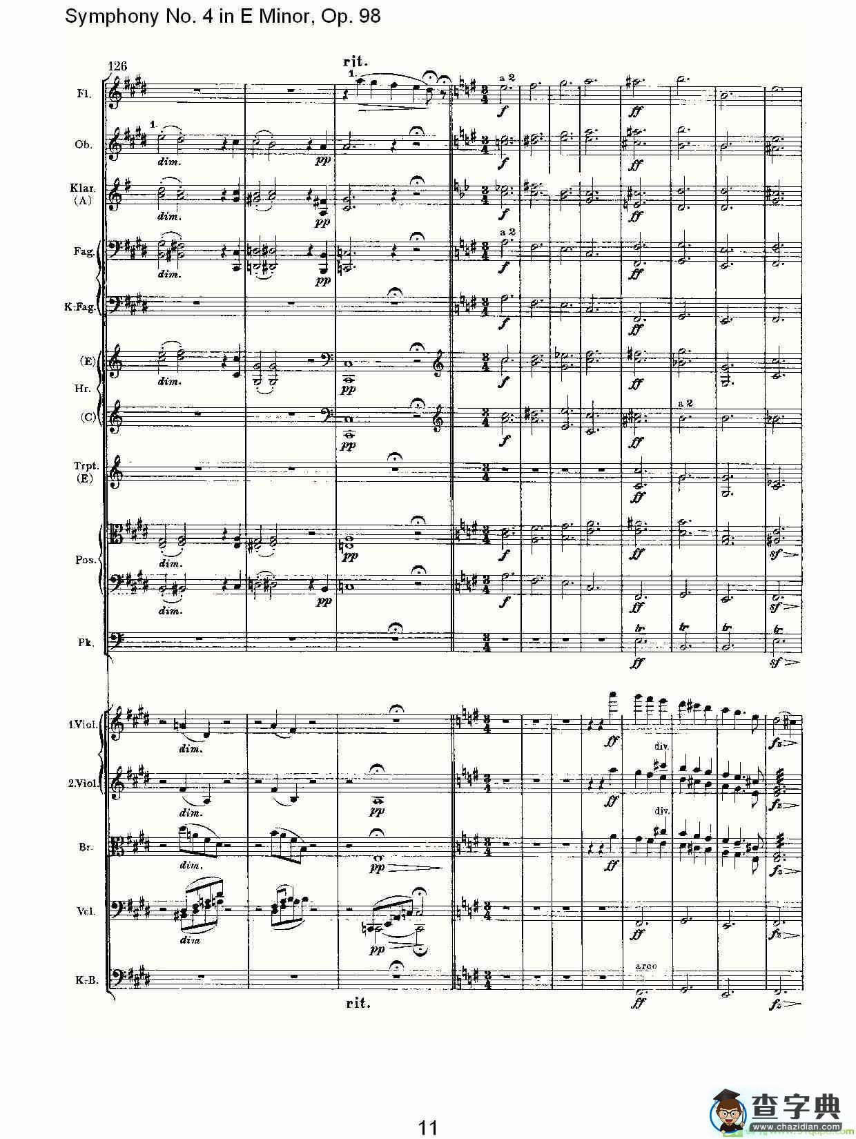 E小调第四交响曲, Op.98 第四乐章简谱(约翰内斯·勃拉姆斯演唱)