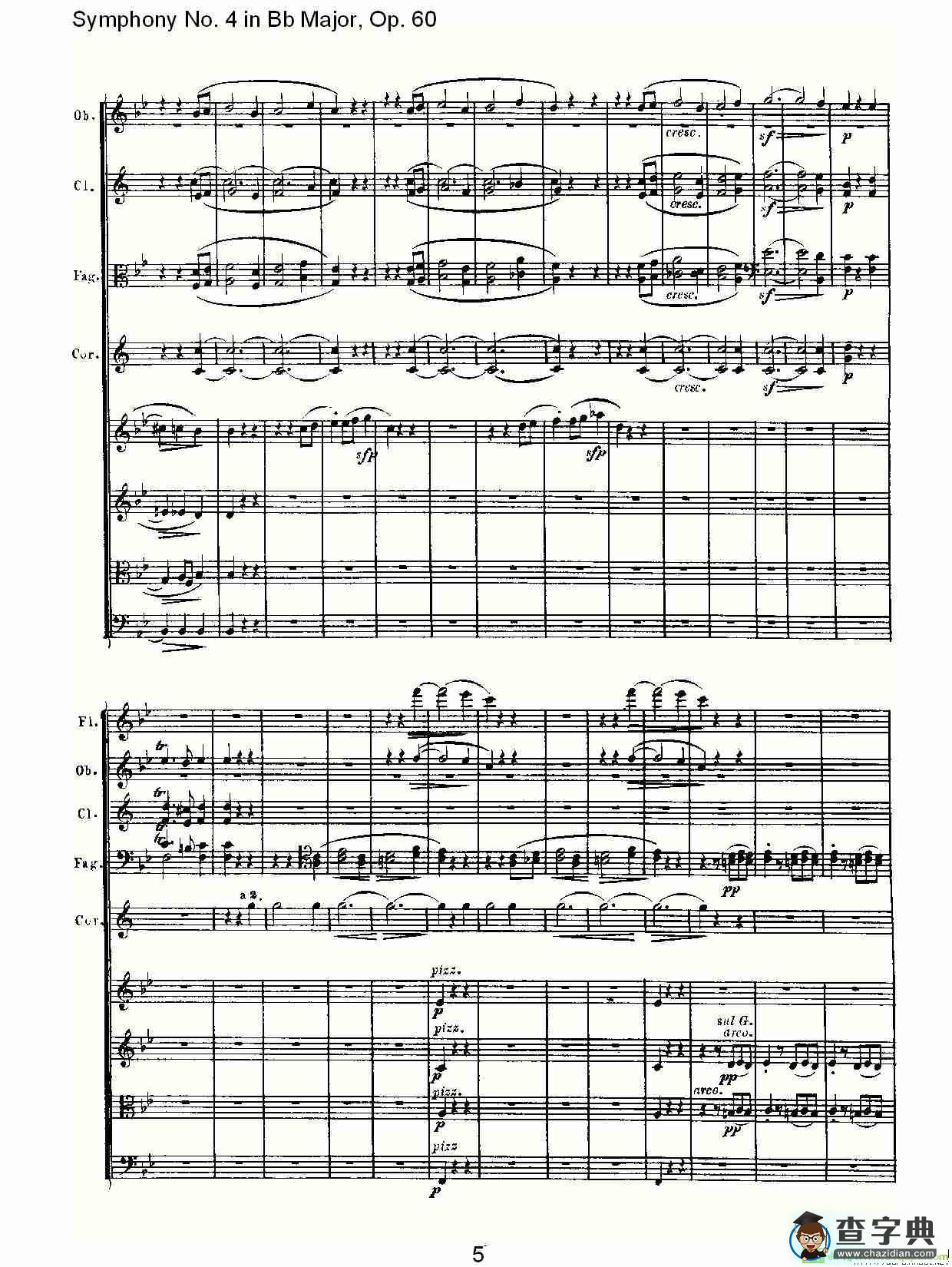 bB大调第四交响曲 Op.60）第三乐章简谱(路德维西·冯·贝多芬演唱)