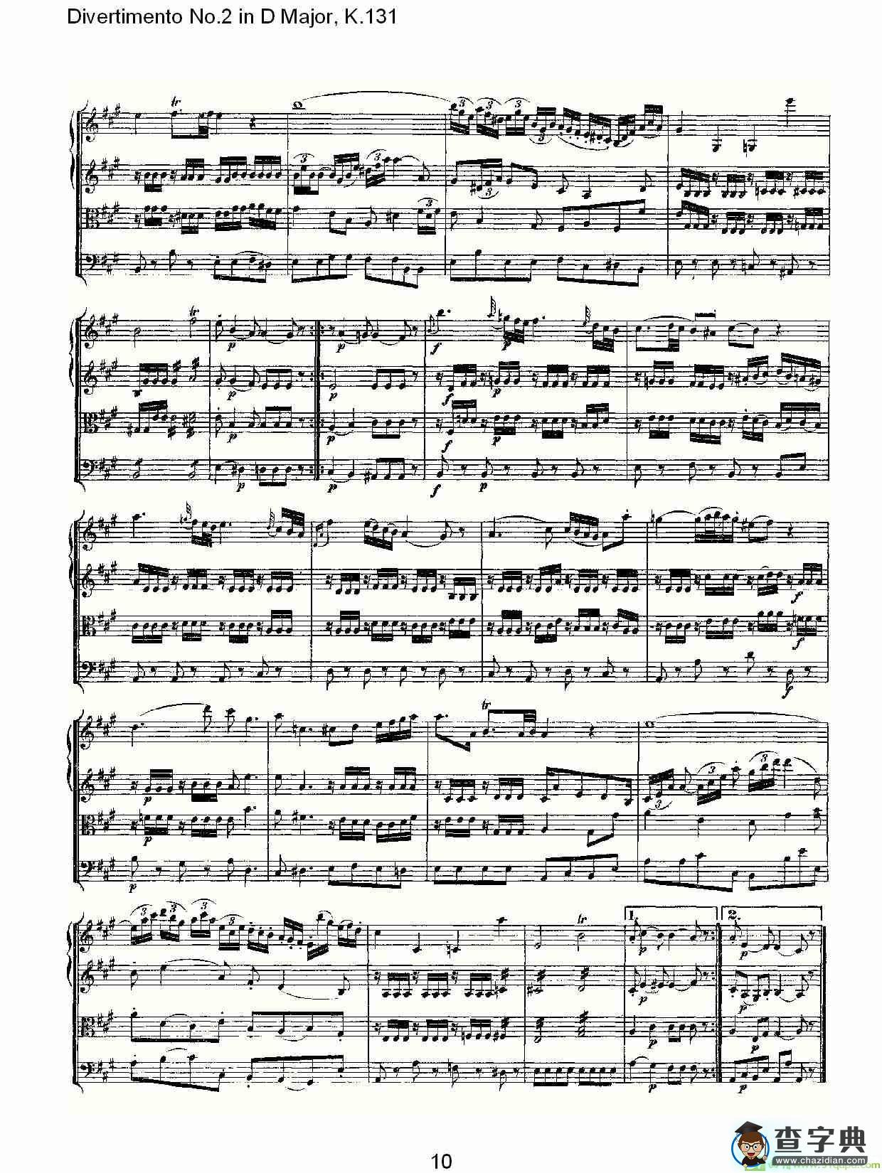 Divertimento No.2 in D Major, K.131简谱(沃尔夫冈·阿马多伊斯·莫扎特演唱)