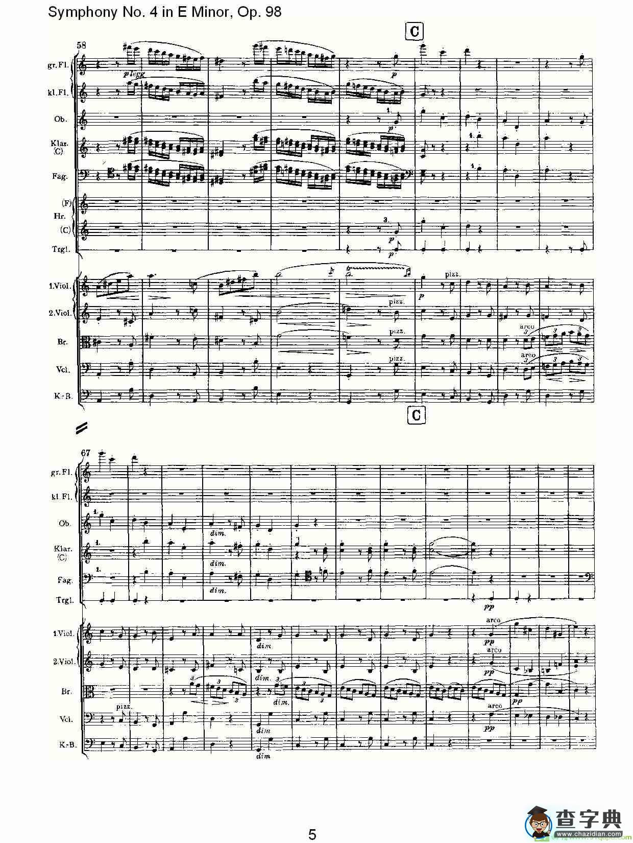 E小调第四交响曲, Op.98 第三乐章简谱(约翰内斯·勃拉姆斯演唱)