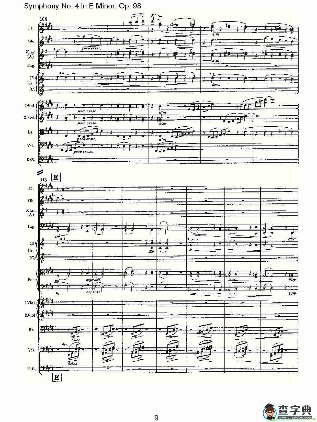 E小调第四交响曲, Op.98 第四乐章简谱(约翰内斯·勃拉姆斯演唱)